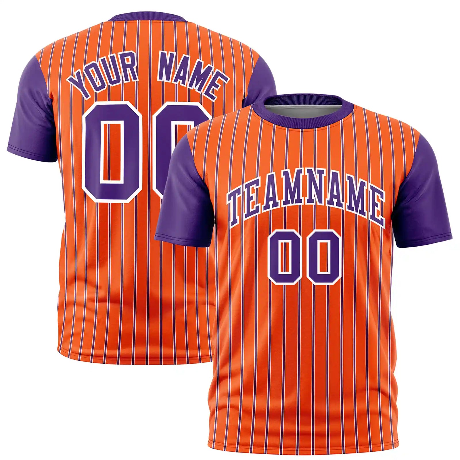 Custom Orange White-Purple Pinstripe Pattern Design Performance T-Shirt