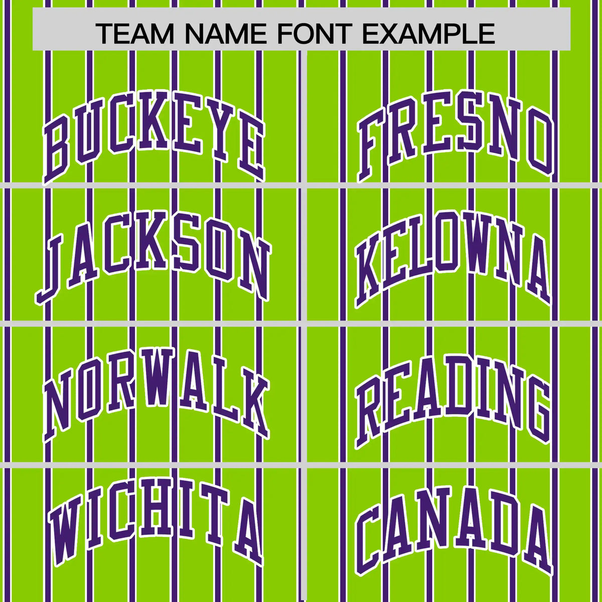 Custom Neon Green White-Purple Pinstripe Pattern Design Performance T-Shirt