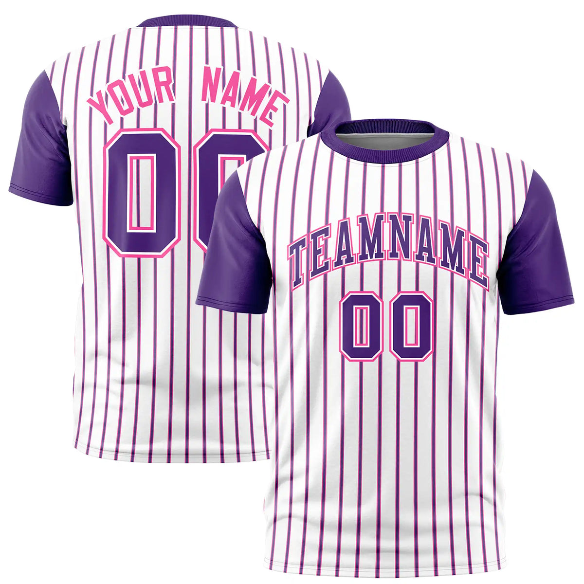 Custom White Pink-Purple Pinstripe Pattern Design Performance T-Shirt