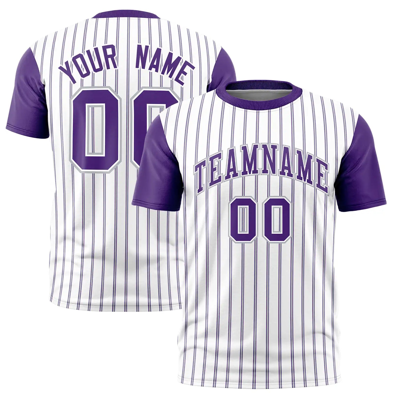 Custom White Gray-Purple Pinstripe Pattern Design Performance T-Shirt