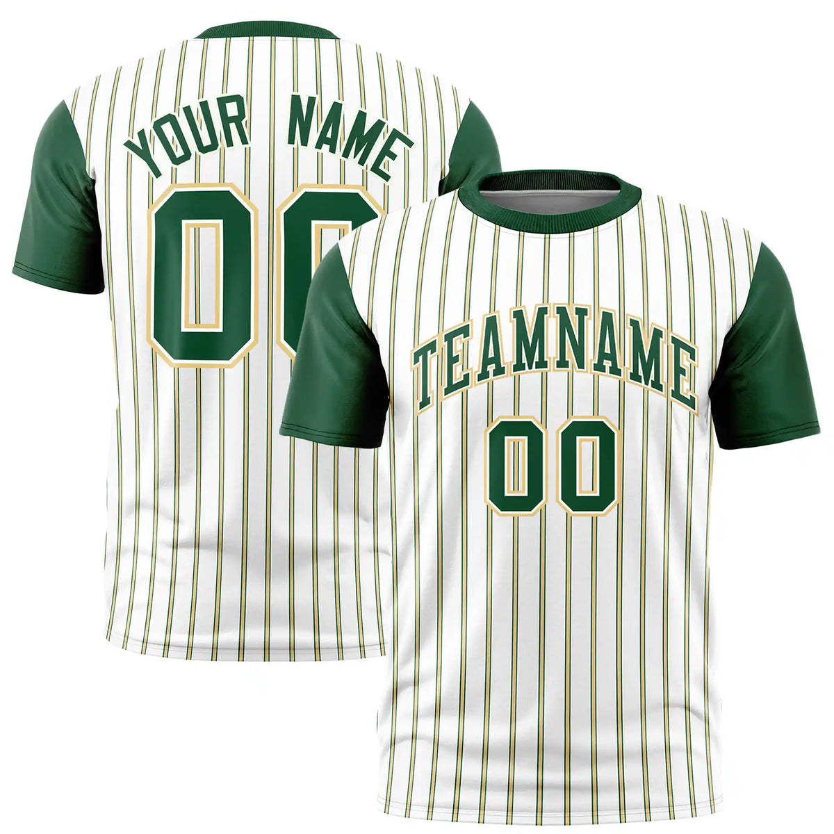 Custom White Khaki-Green Pinstripe Pattern Design Performance T-Shirt