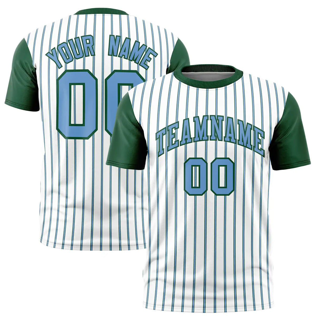 Custom White Light Blue-Green Pinstripe Pattern Design Performance T-Shirt