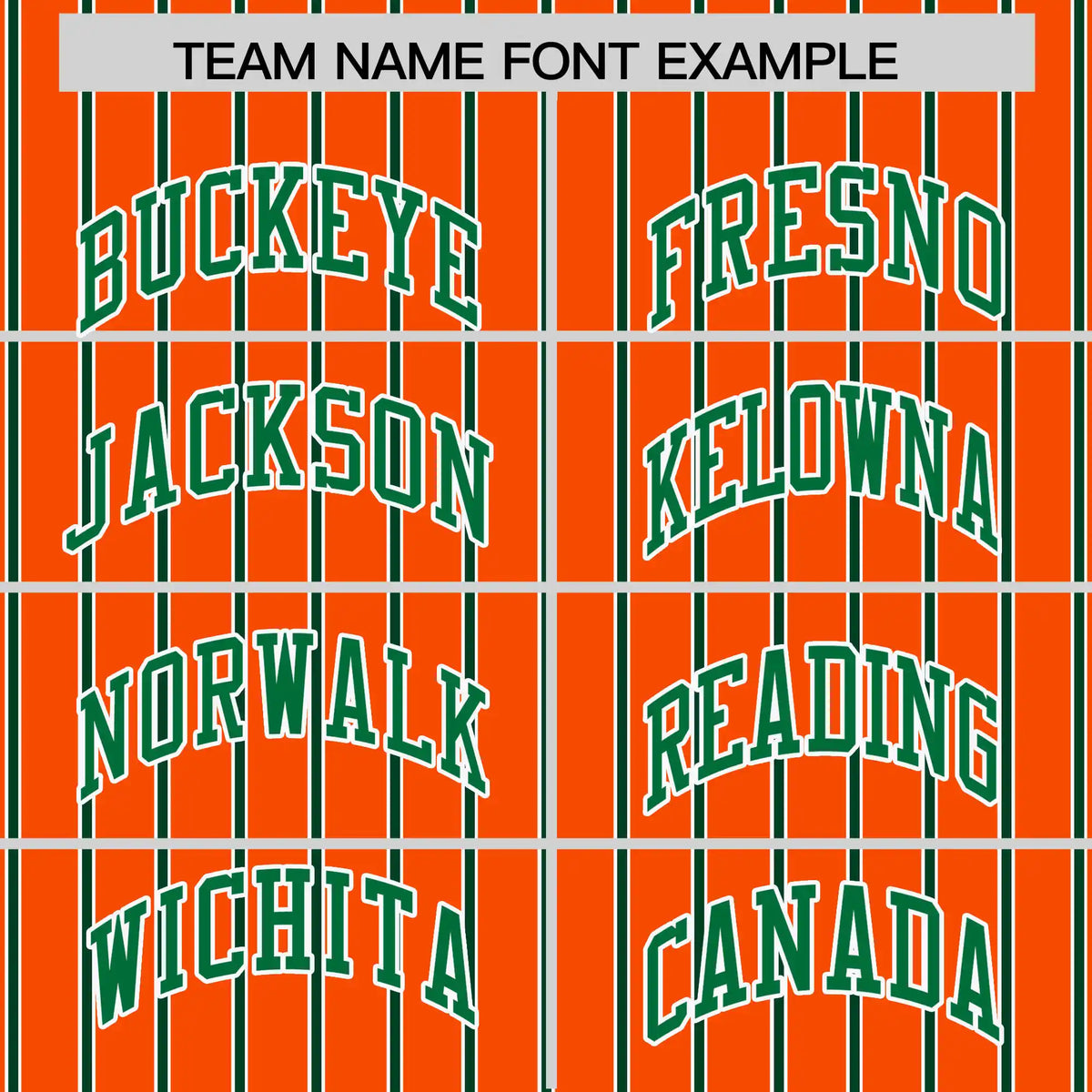 Custom Orange White-Kelly Green Pinstripe Pattern Design Performance T-Shirt