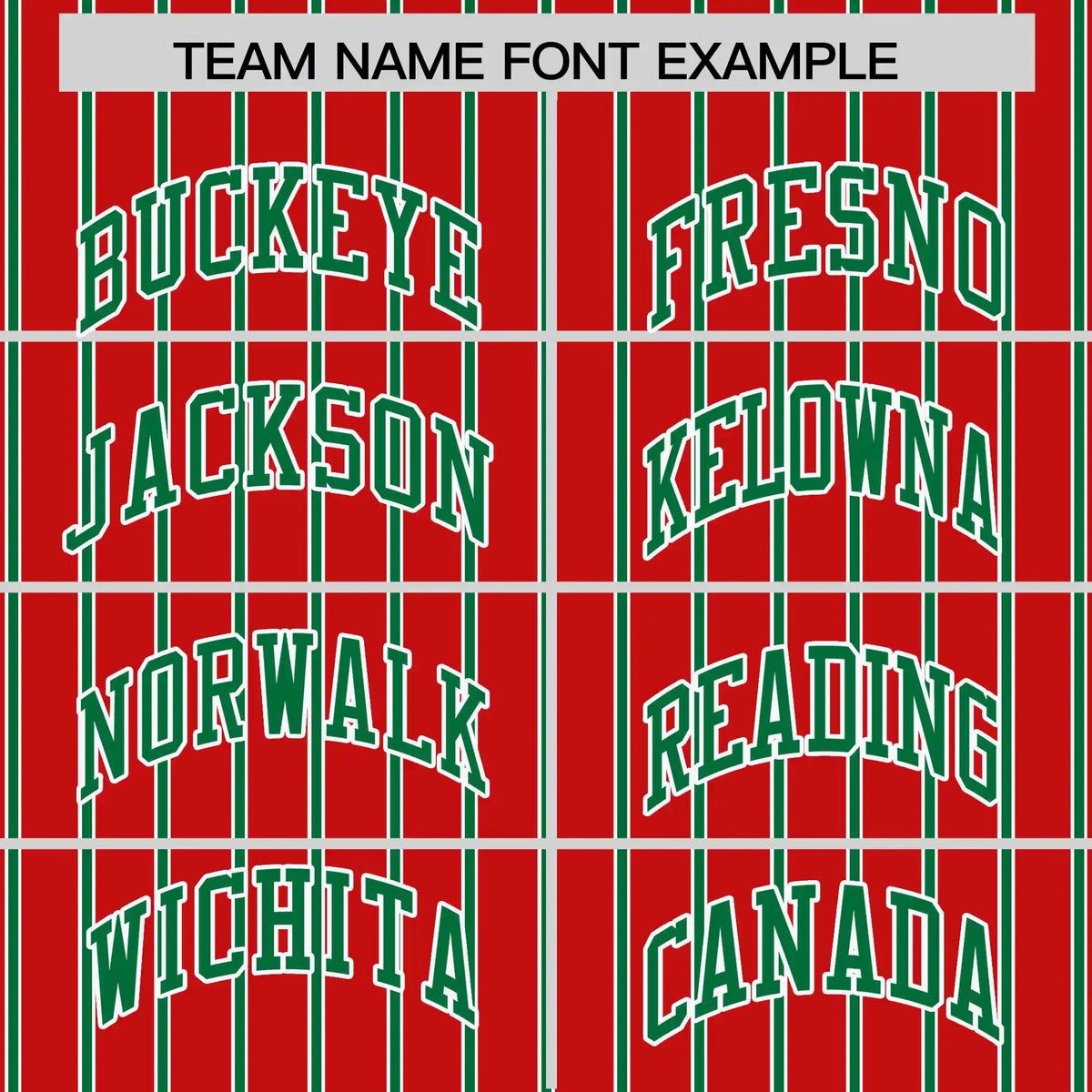 Custom Red White-Kelly Green Pinstripe Pattern Design Performance T-Shirt
