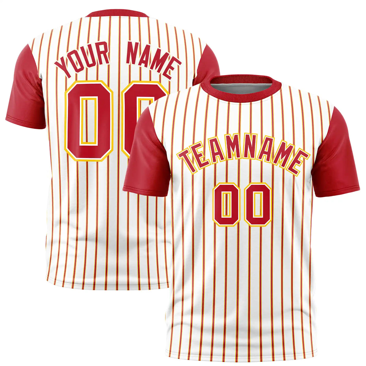 Custom White Gold01-Red Pinstripe Pattern Design Performance T-Shirt