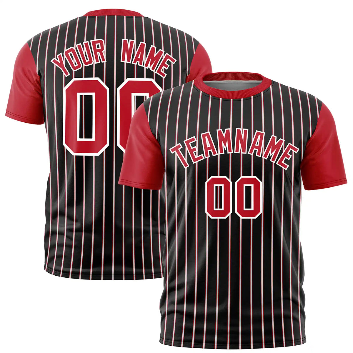 Custom Black White-Red Pinstripe Pattern Design Performance T-Shirt