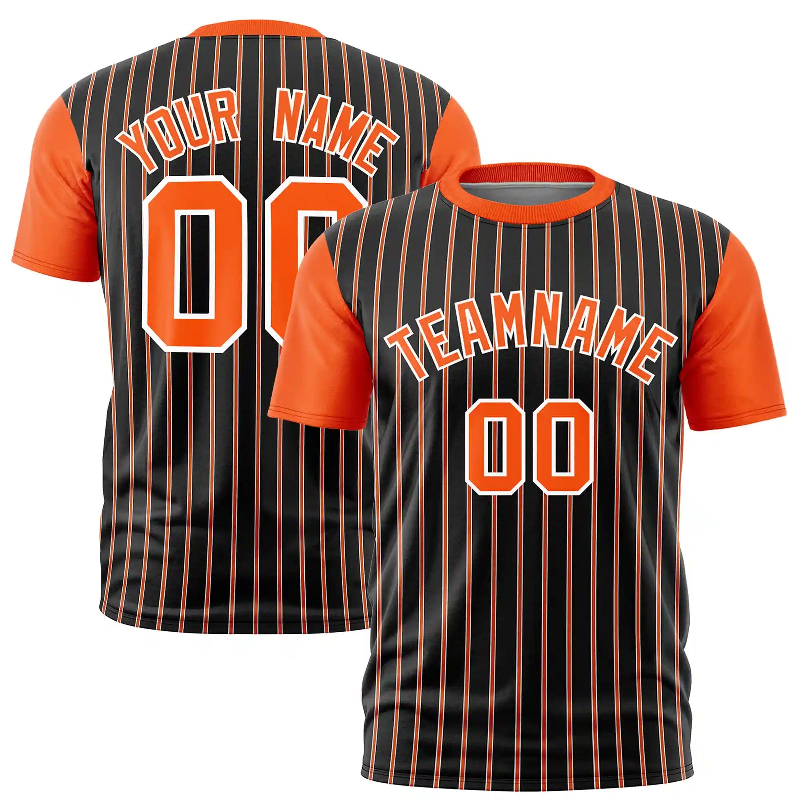 Custom Black White-Orange Pinstripe Pattern Design Performance T-Shirt
