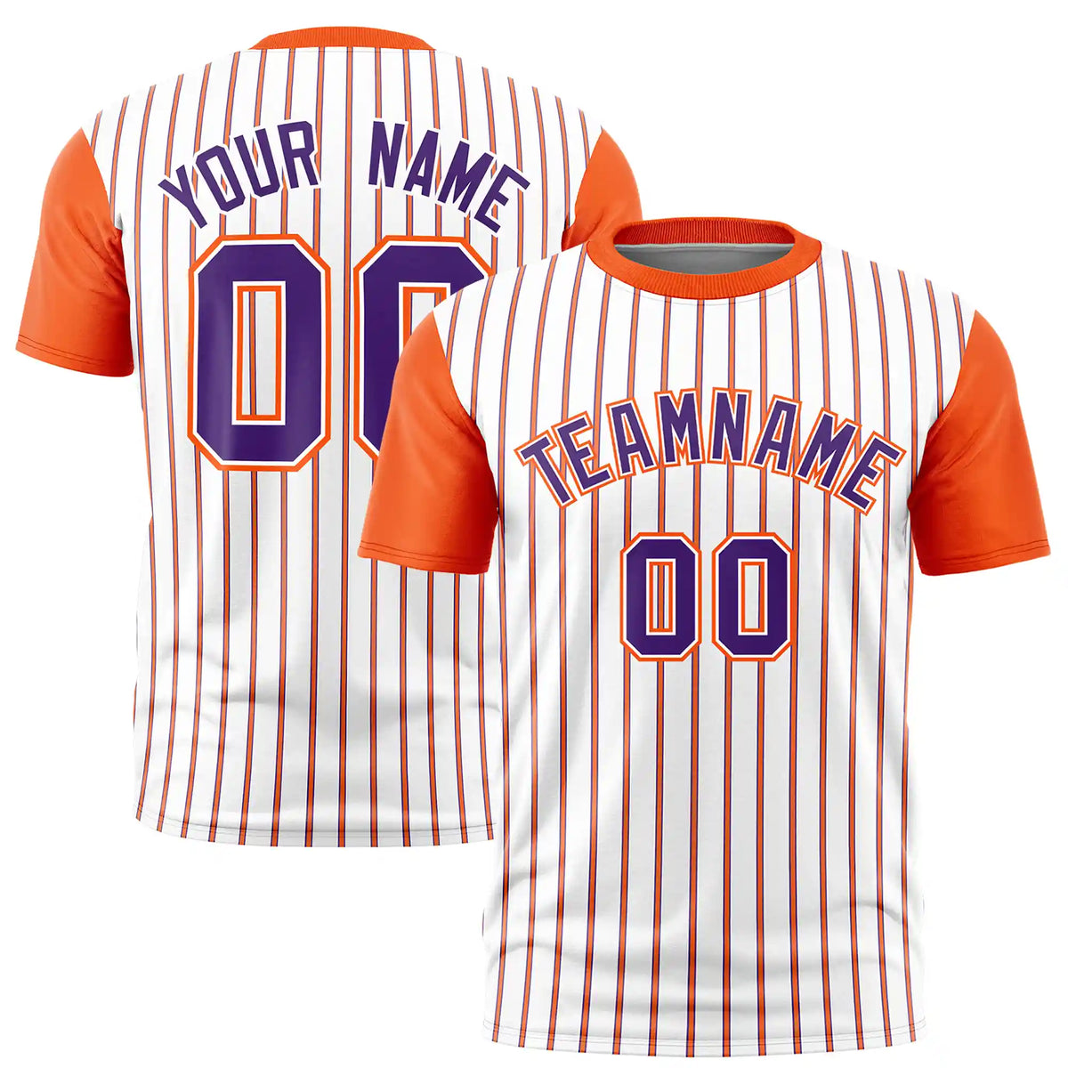 Custom White Purple-Orange Pinstripe Pattern Design Performance T-Shirt