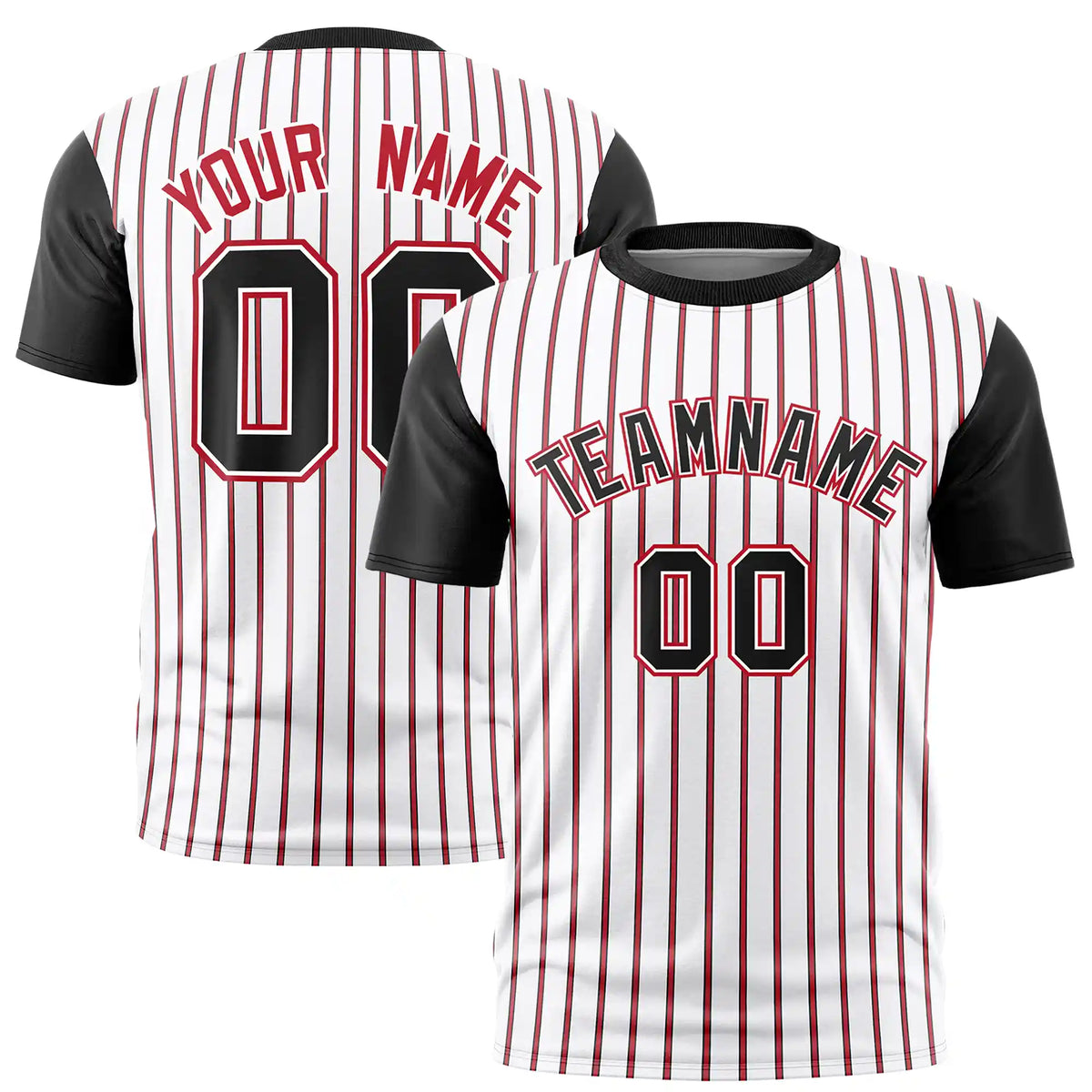Custom White Red-Black Pinstripe Pattern Design Performance T-Shirt