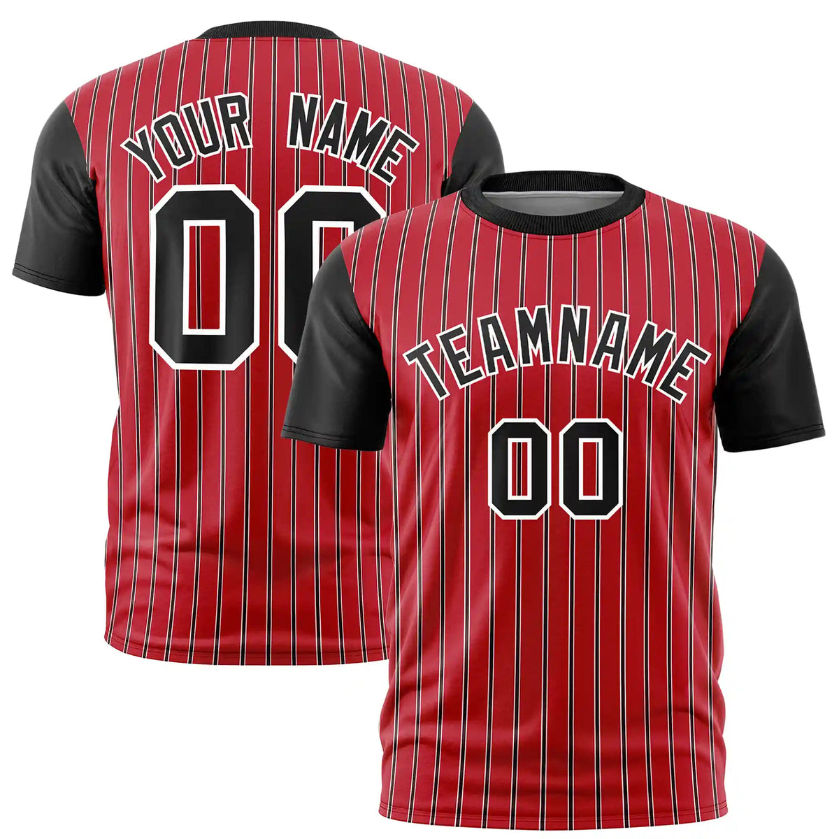 Custom Red White-Black Pinstripe Pattern Design Performance T-Shirt