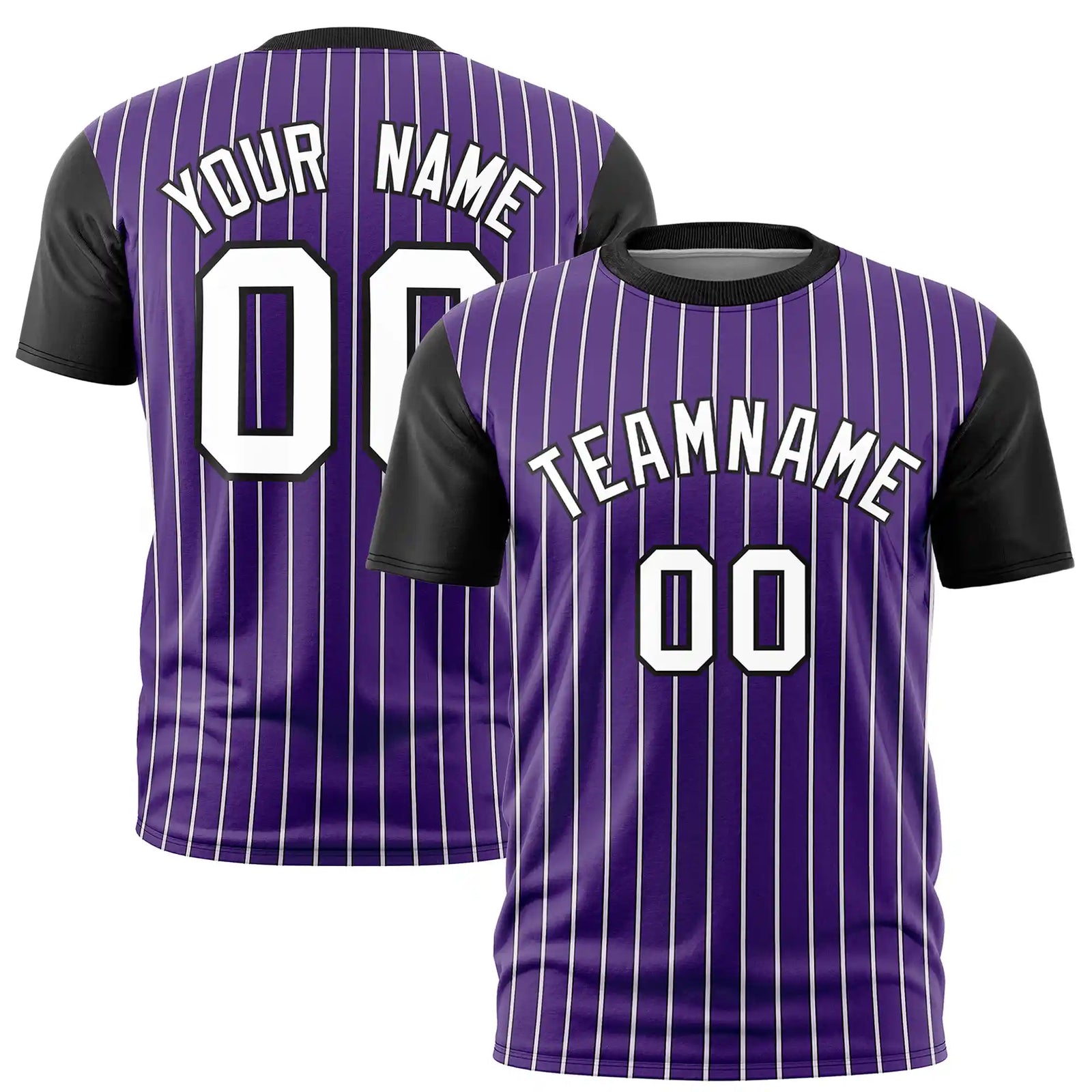 Custom Purple White-Black Pinstripe Pattern Design Performance T-Shirt