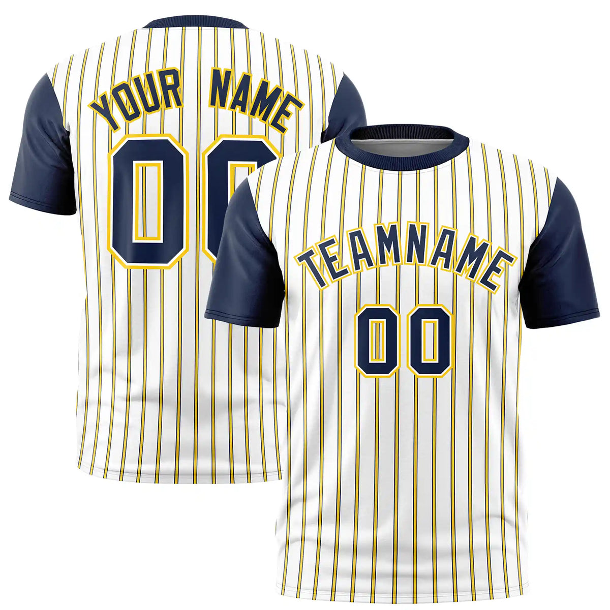 Custom White Orange-Navy Pinstripe Pattern Design Performance T-Shirt
