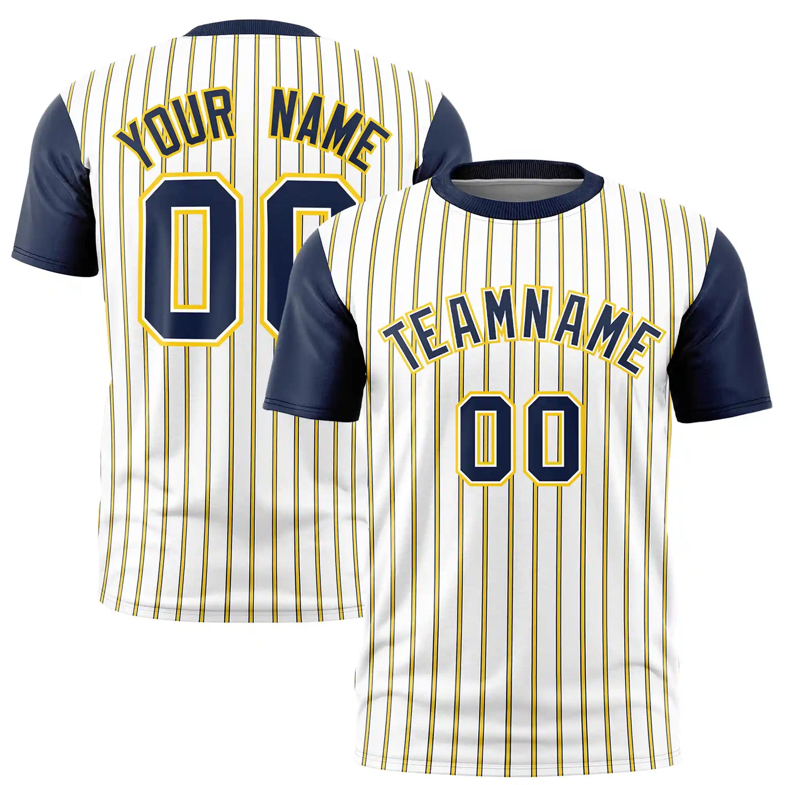 Custom White Orange-Navy Pinstripe Pattern Design Performance T-Shirt