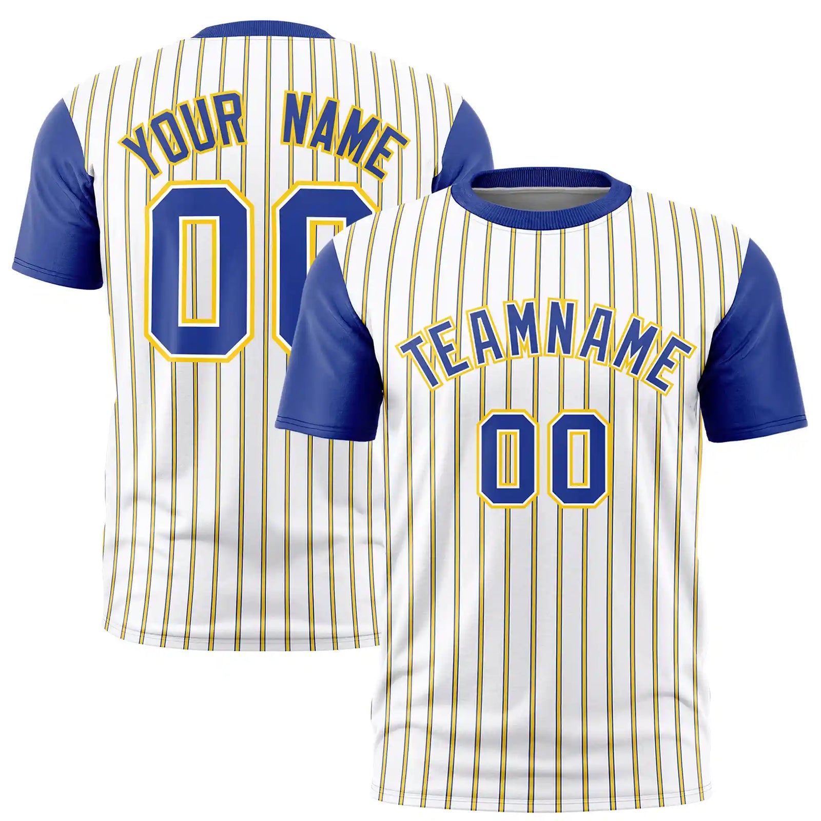 Custom White Gold01-Royal Blue Pinstripe Pattern Design Performance T-Shirt