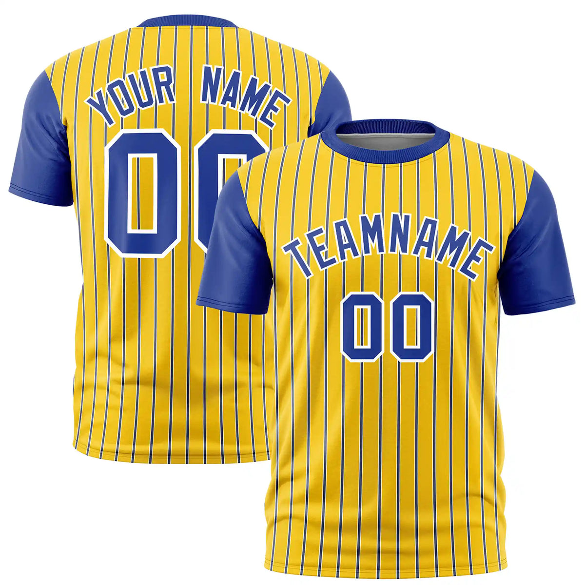 Custom Gold01 White-Royal Blue Pinstripe Pattern Design Performance T-Shirt