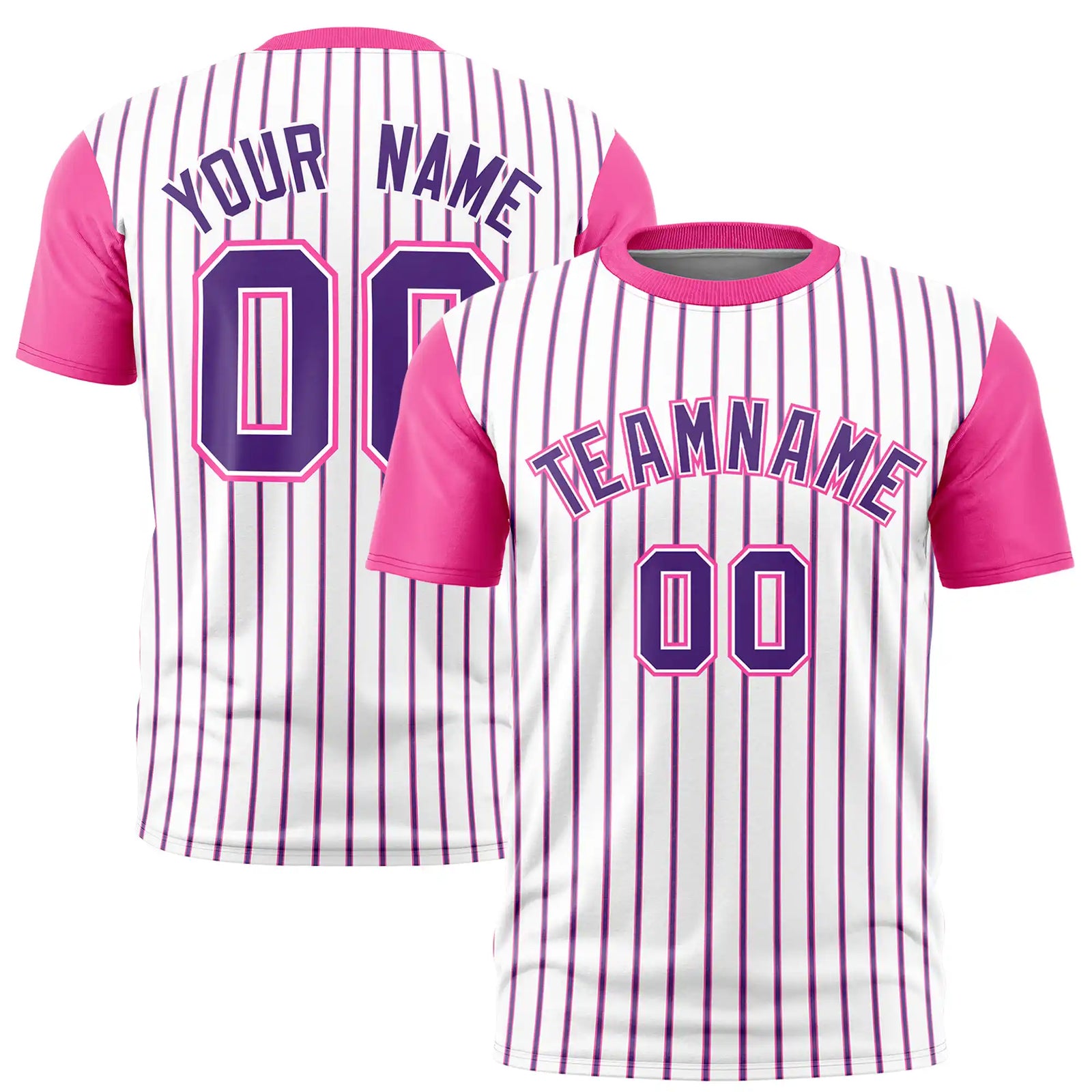 Custom White Purple-Pink Pinstripe Pattern Design Performance T-Shirt