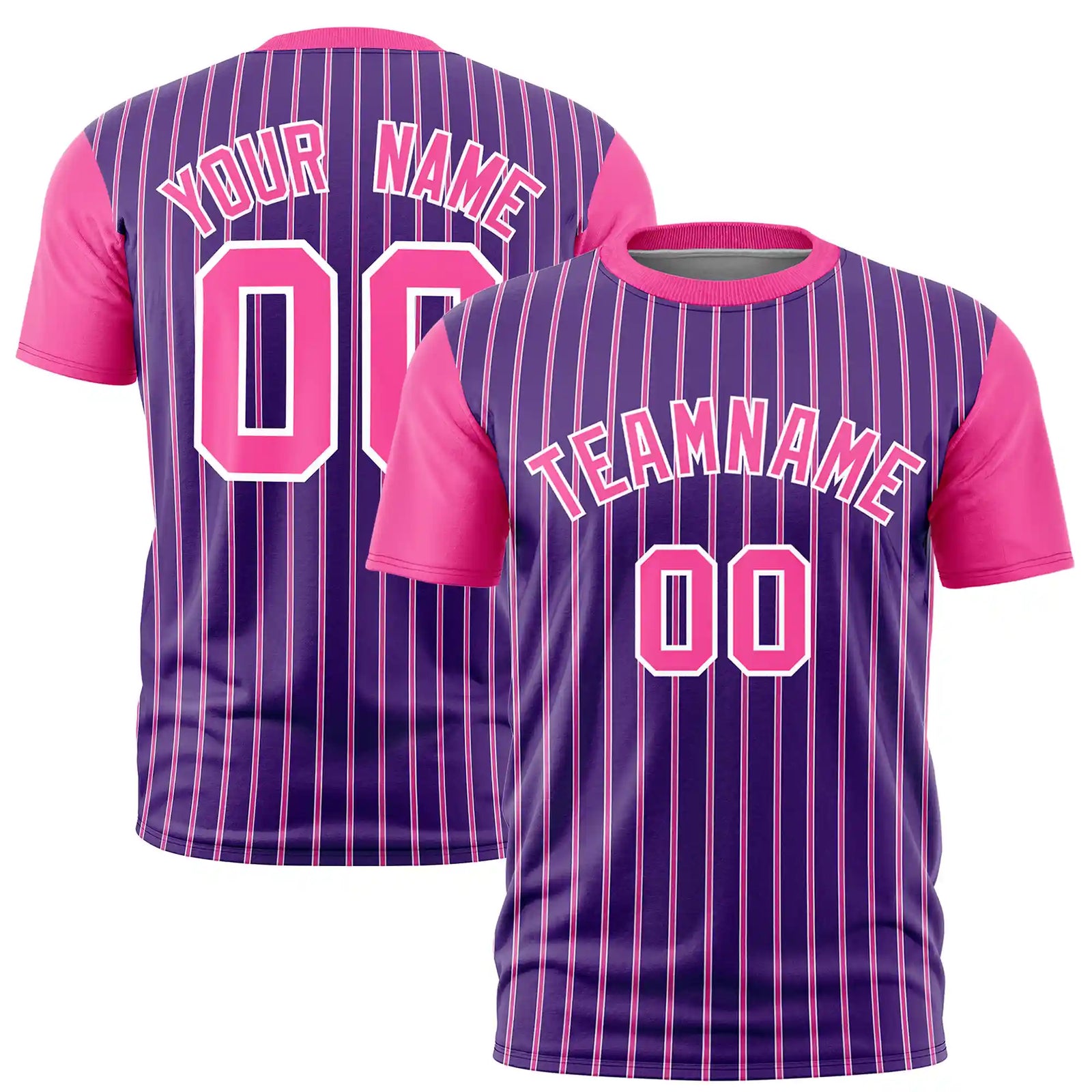 Custom Purple White-Pink Pinstripe Pattern Design Performance T-Shirt