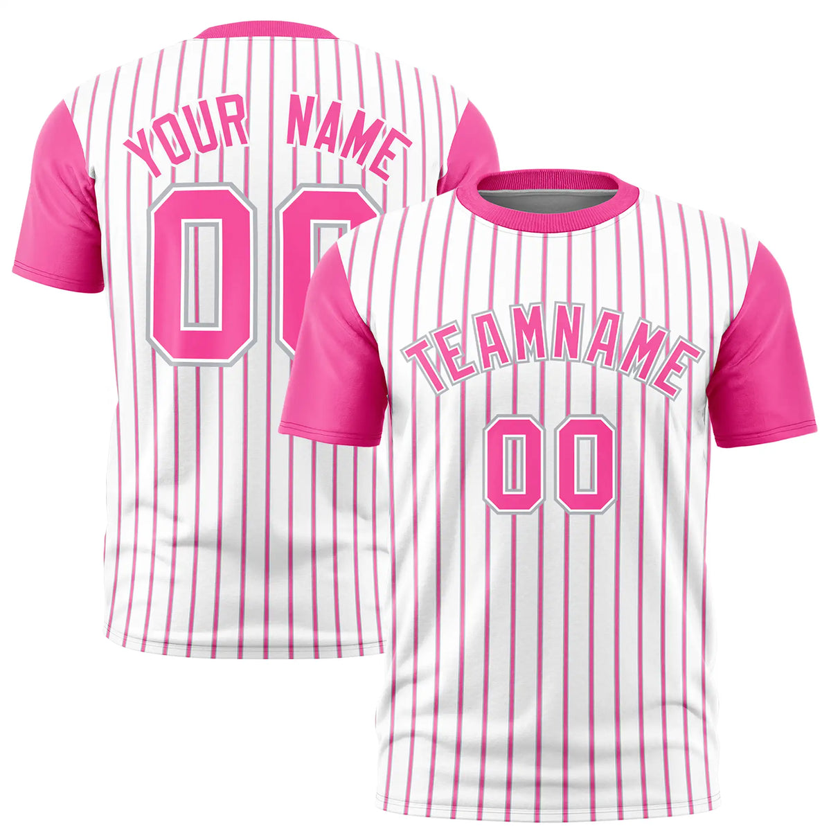 Custom White Gray-Pink Pinstripe Pattern Design Performance T-Shirt