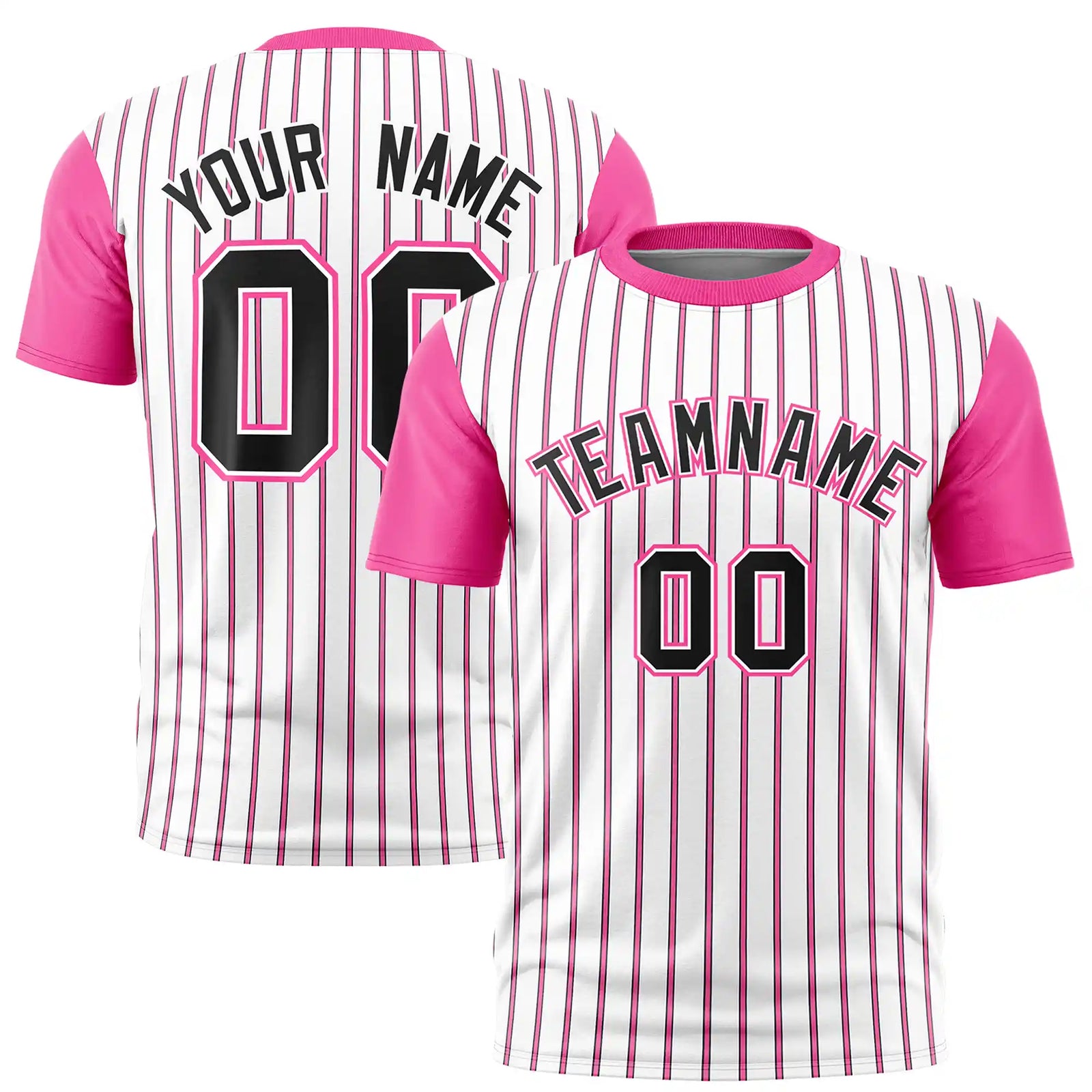 Custom White Black-Pink Pinstripe Pattern Design Performance T-Shirt