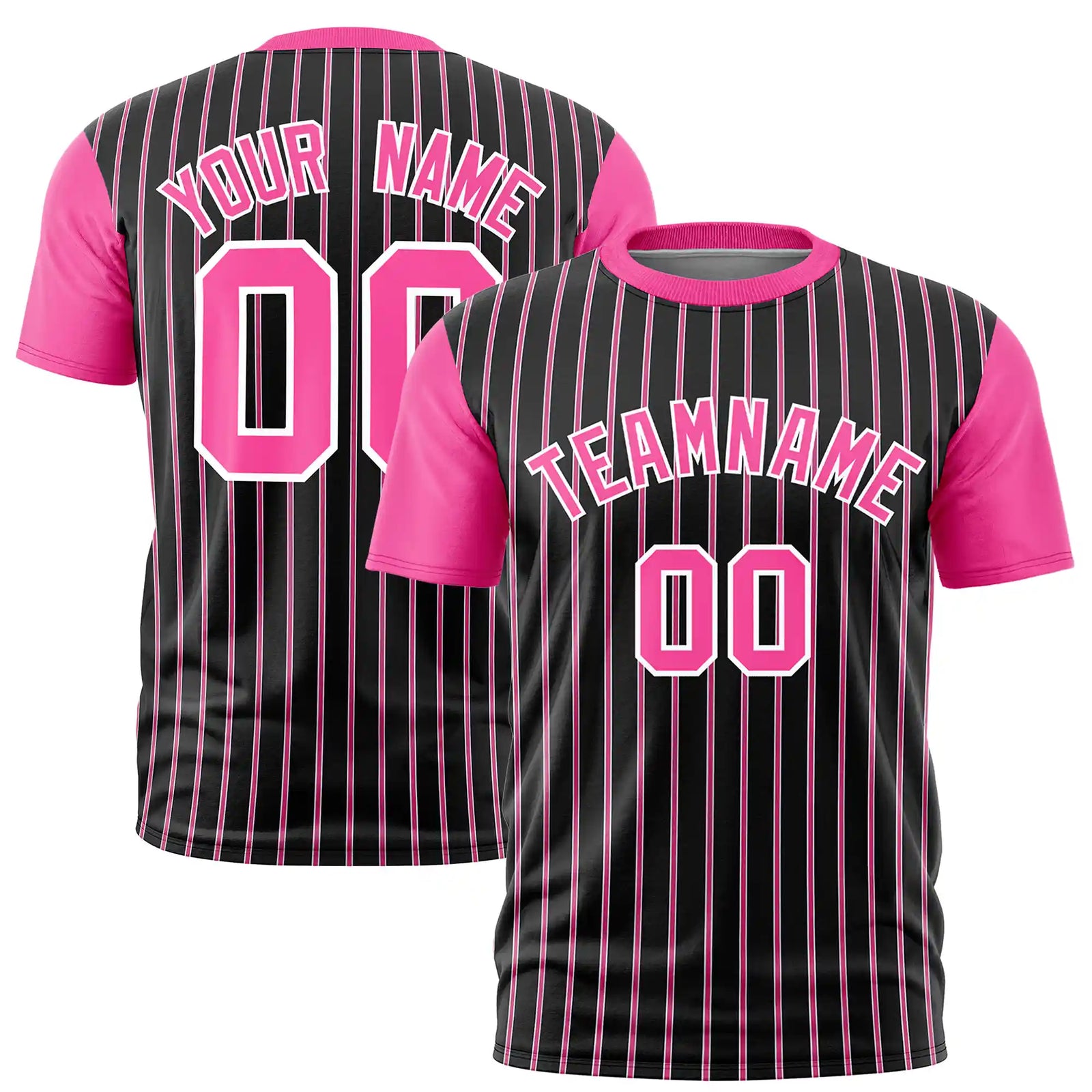 Custom Black White-Pink Pinstripe Pattern Design Performance T-Shirt
