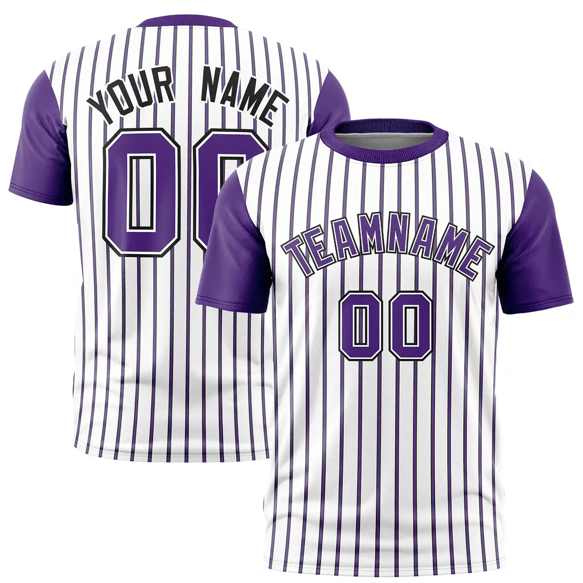 Custom White Black-Purple Pinstripe Pattern Design Performance T-Shirt