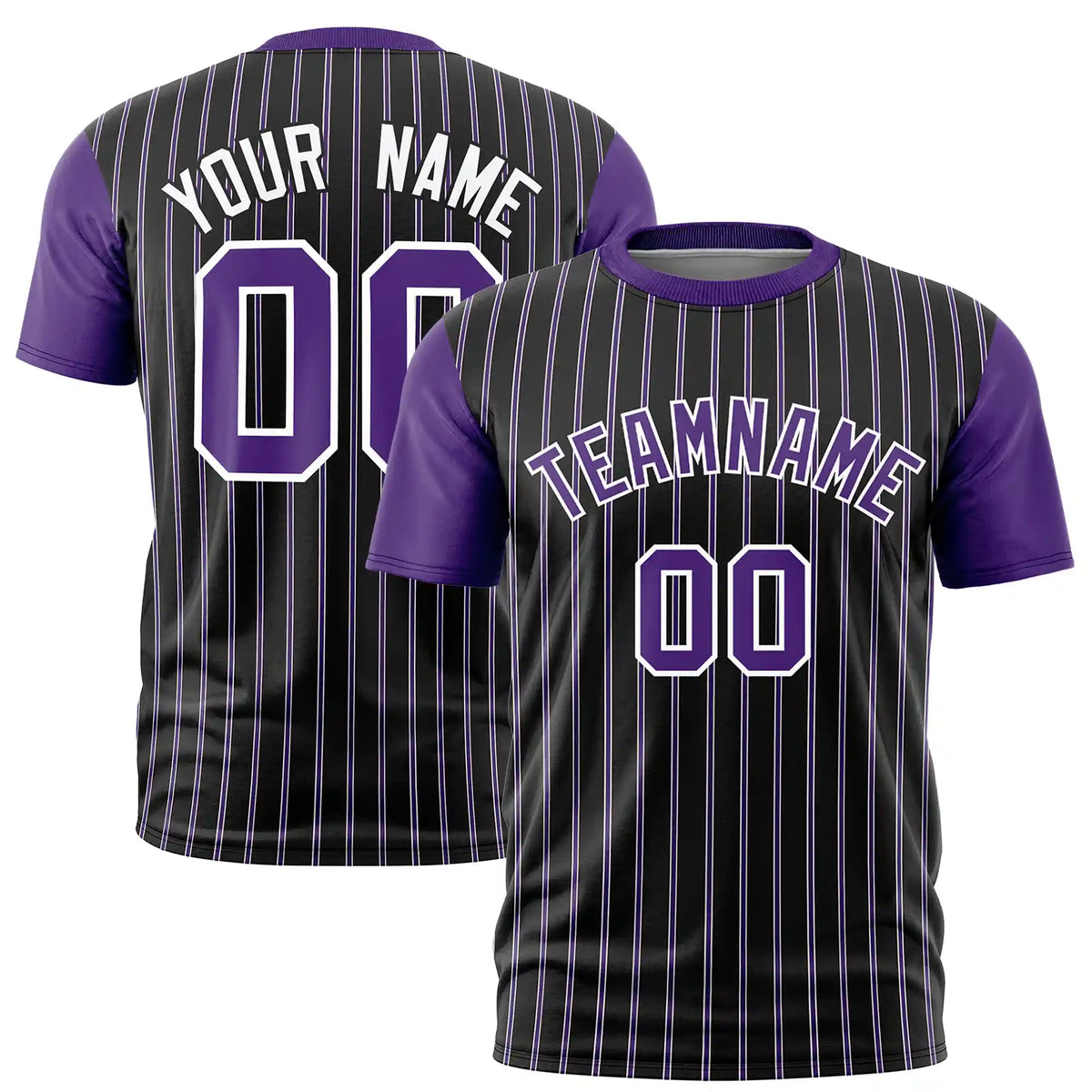 Custom Black White-Purple Pinstripe Pattern Design Performance T-Shirt