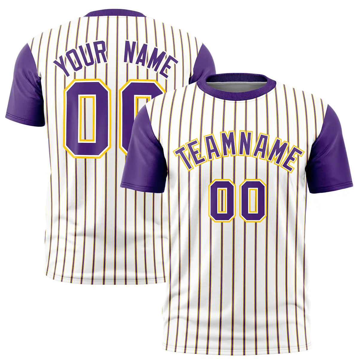 Custom White Gold01-Purple Pinstripe Pattern Design Performance T-Shirt