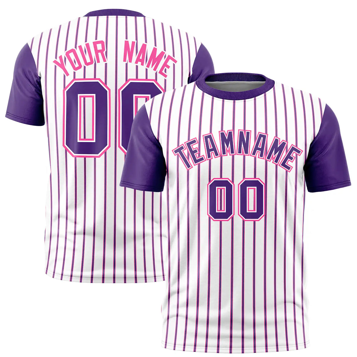 Custom White Pink-Purple Pinstripe Pattern Design Performance T-Shirt