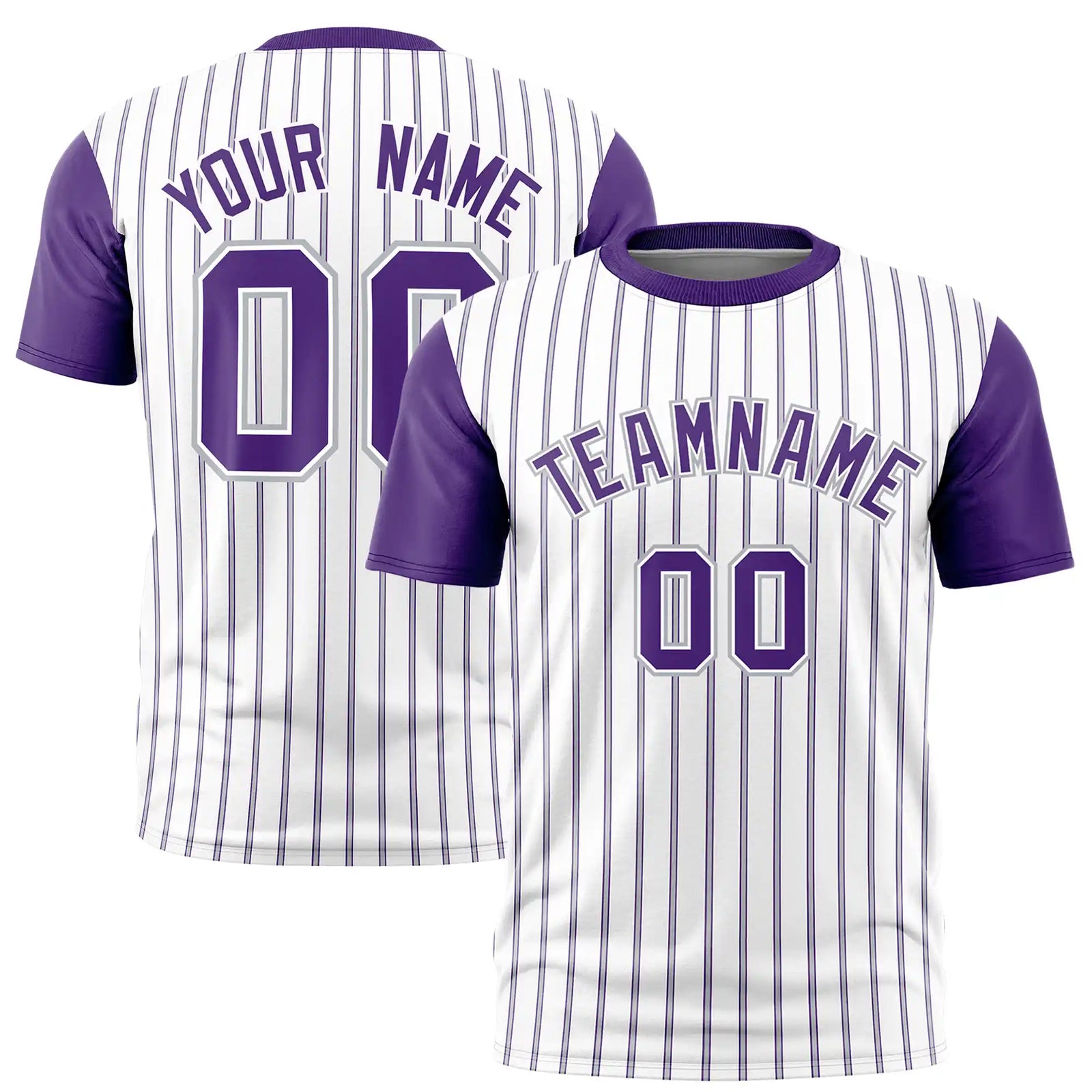 Custom White Gray-Purple Pinstripe Pattern Design Performance T-Shirt