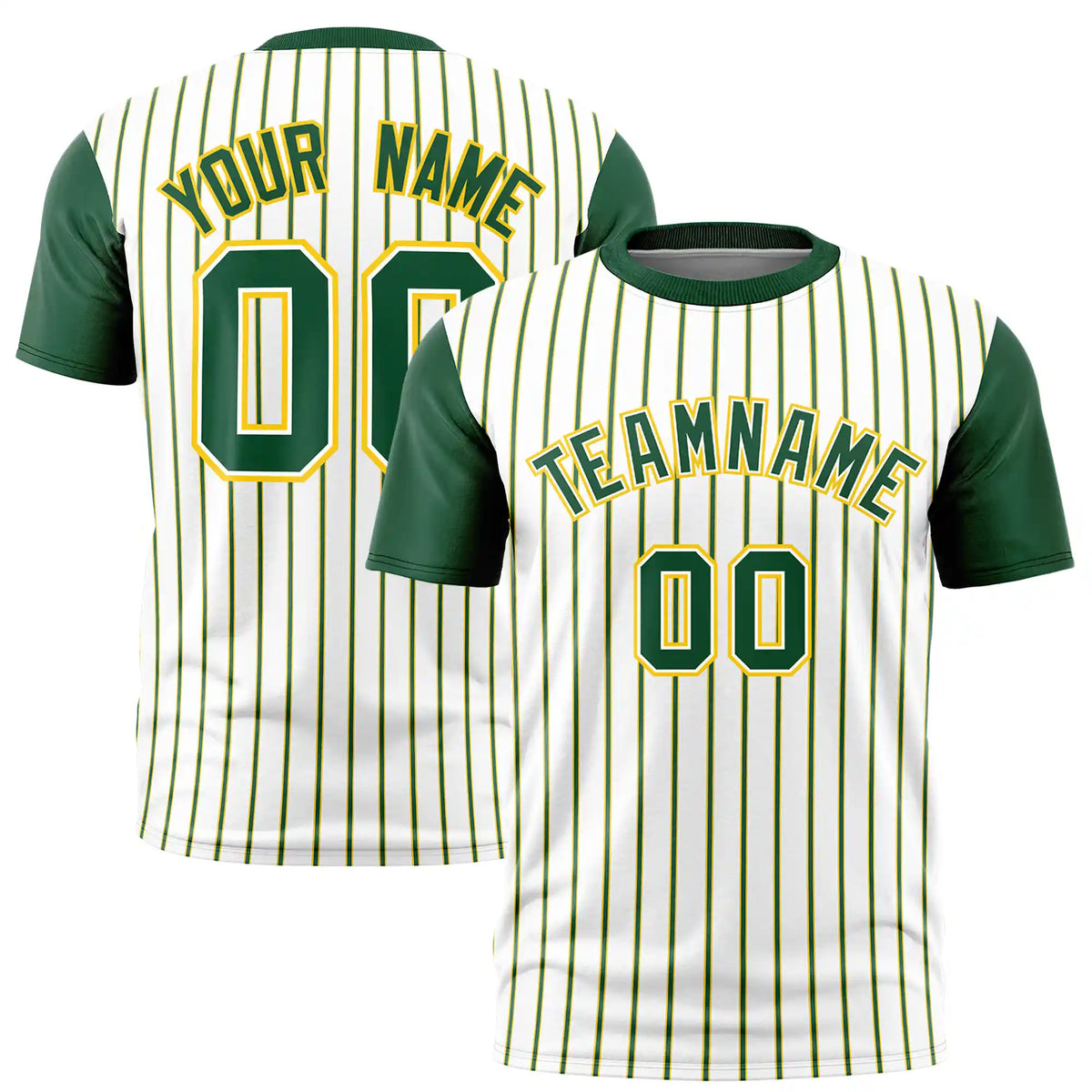 Custom White Gold01-Green Pinstripe Pattern Design Performance T-Shirt