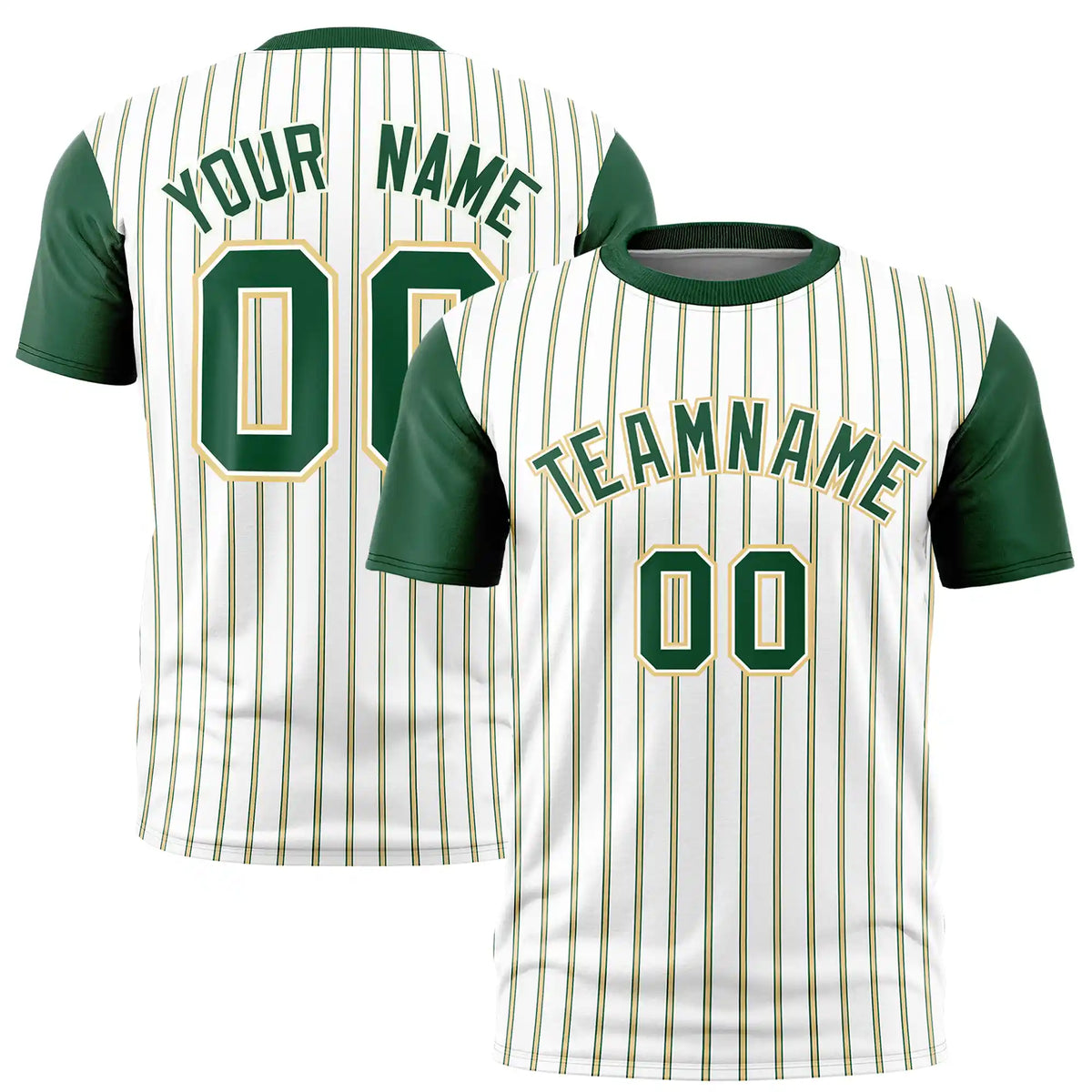 Custom White Khaki-Green Pinstripe Pattern Design Performance T-Shirt