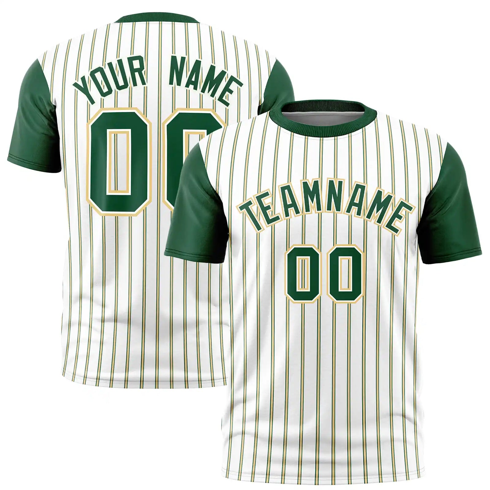 Custom White Khaki-Green Pinstripe Pattern Design Performance T-Shirt