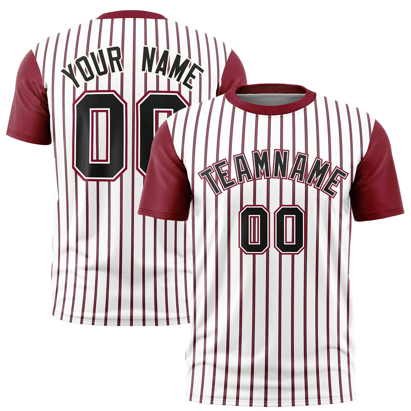 Custom White Black-Crimson Pinstripe Pattern Design Performance T-Shirt