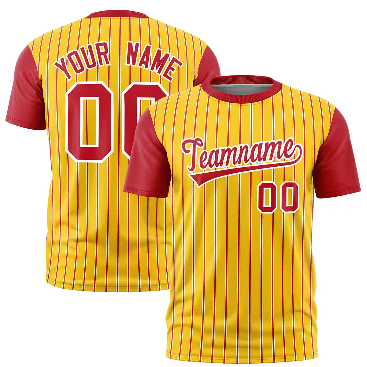 Custom Gold01 White-Red Pinstripe Pattern Design Performance T-Shirt