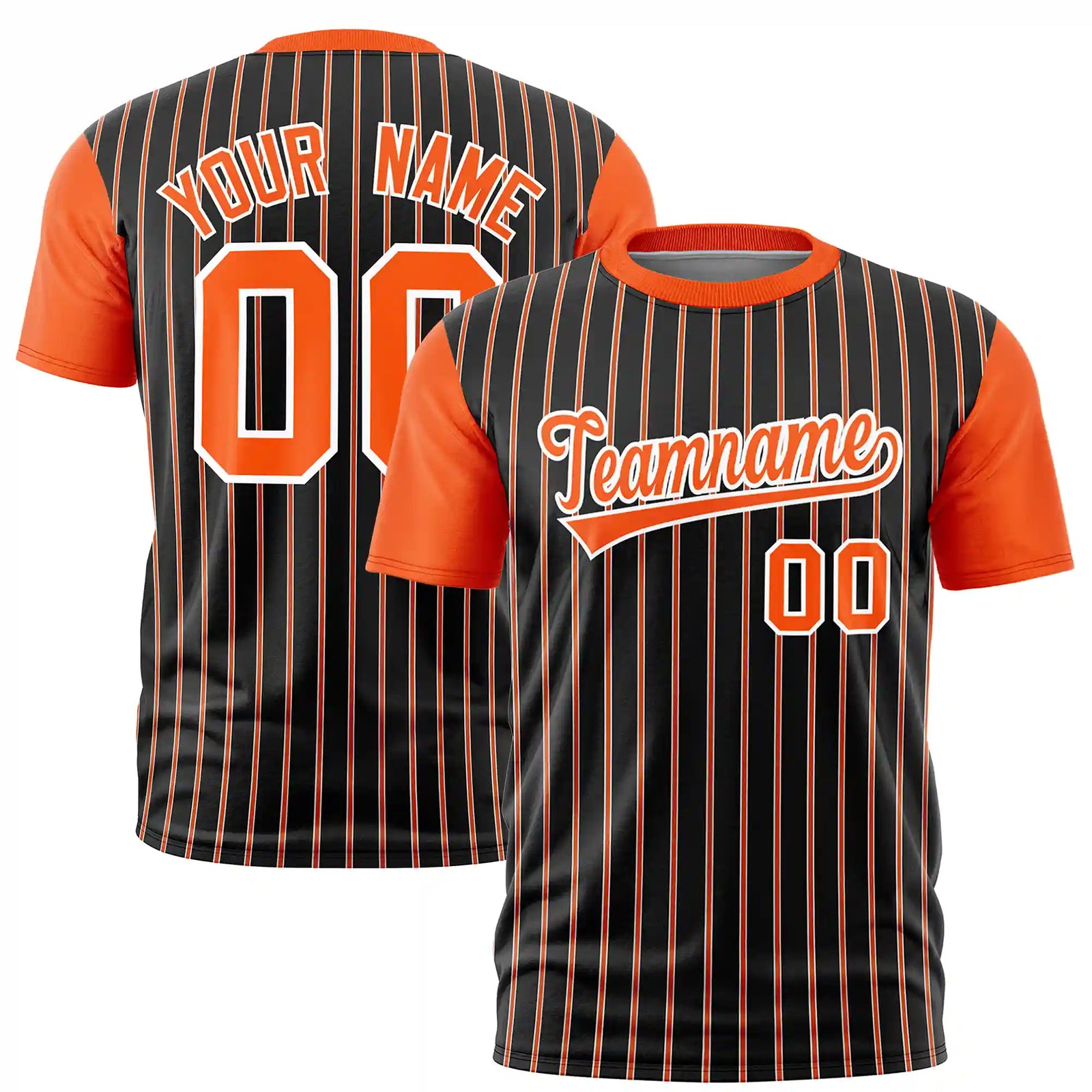 Custom Black White-Orange Pinstripe Pattern Design Performance T-Shirt