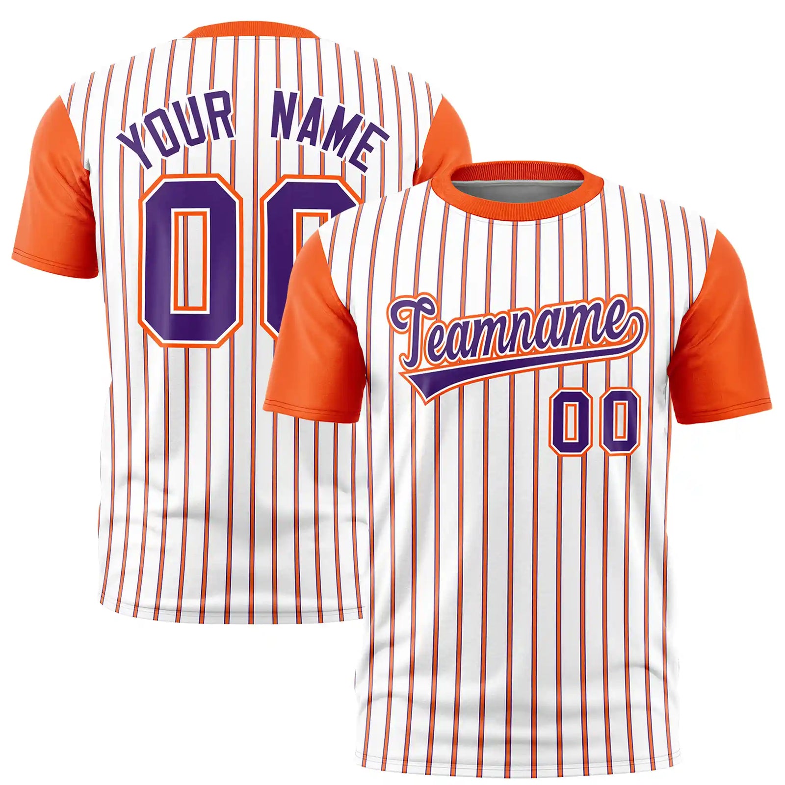 Custom White Purple-Orange Pinstripe Pattern Design Performance T-Shirt
