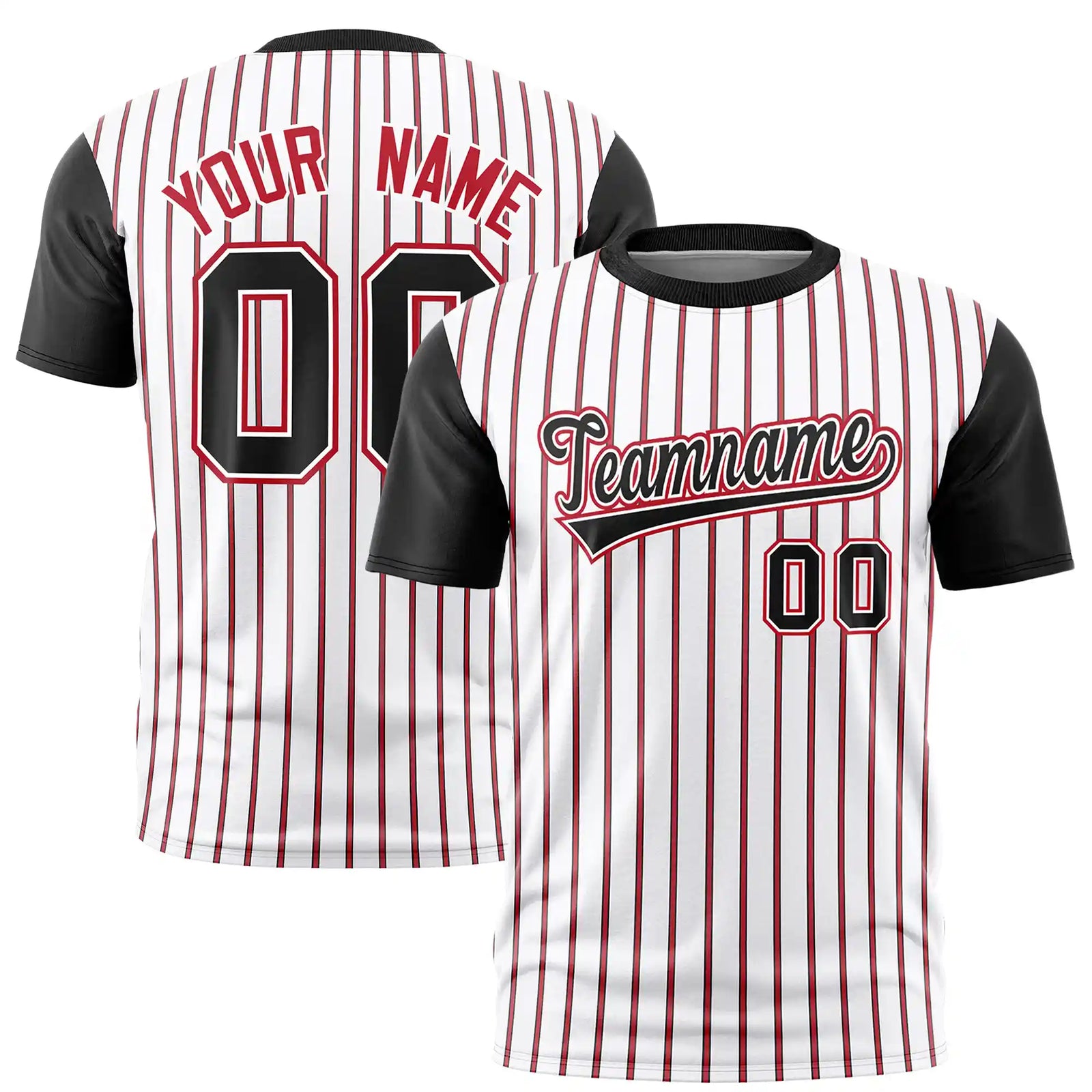 Custom White Red-Black Pinstripe Pattern Design Performance T-Shirt
