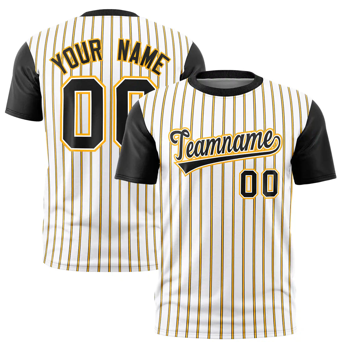 Custom White Yellow-Black Pinstripe Pattern Design Performance T-Shirt