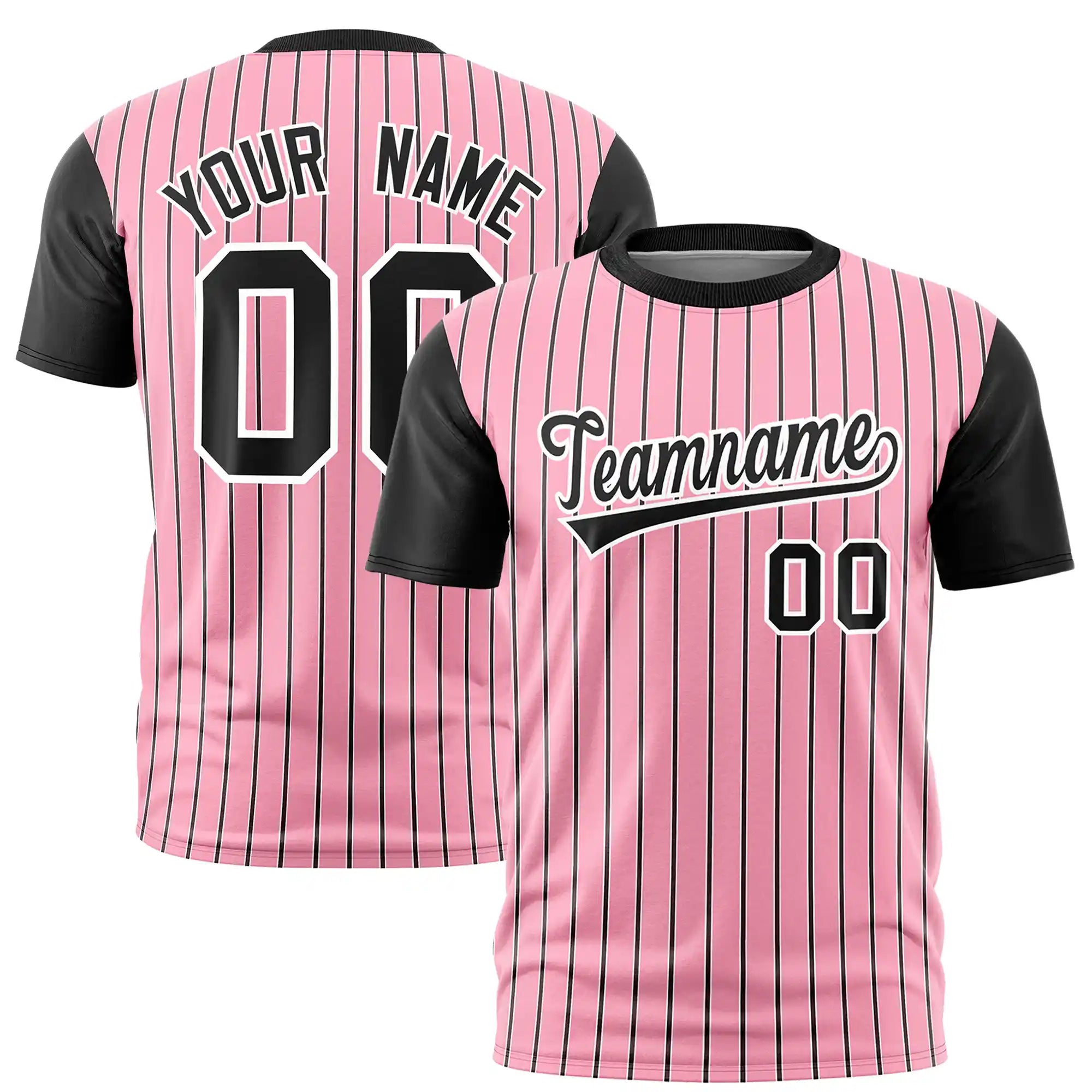 Custom Light Pink White-Black Pinstripe Pattern Design Performance T-Shirt