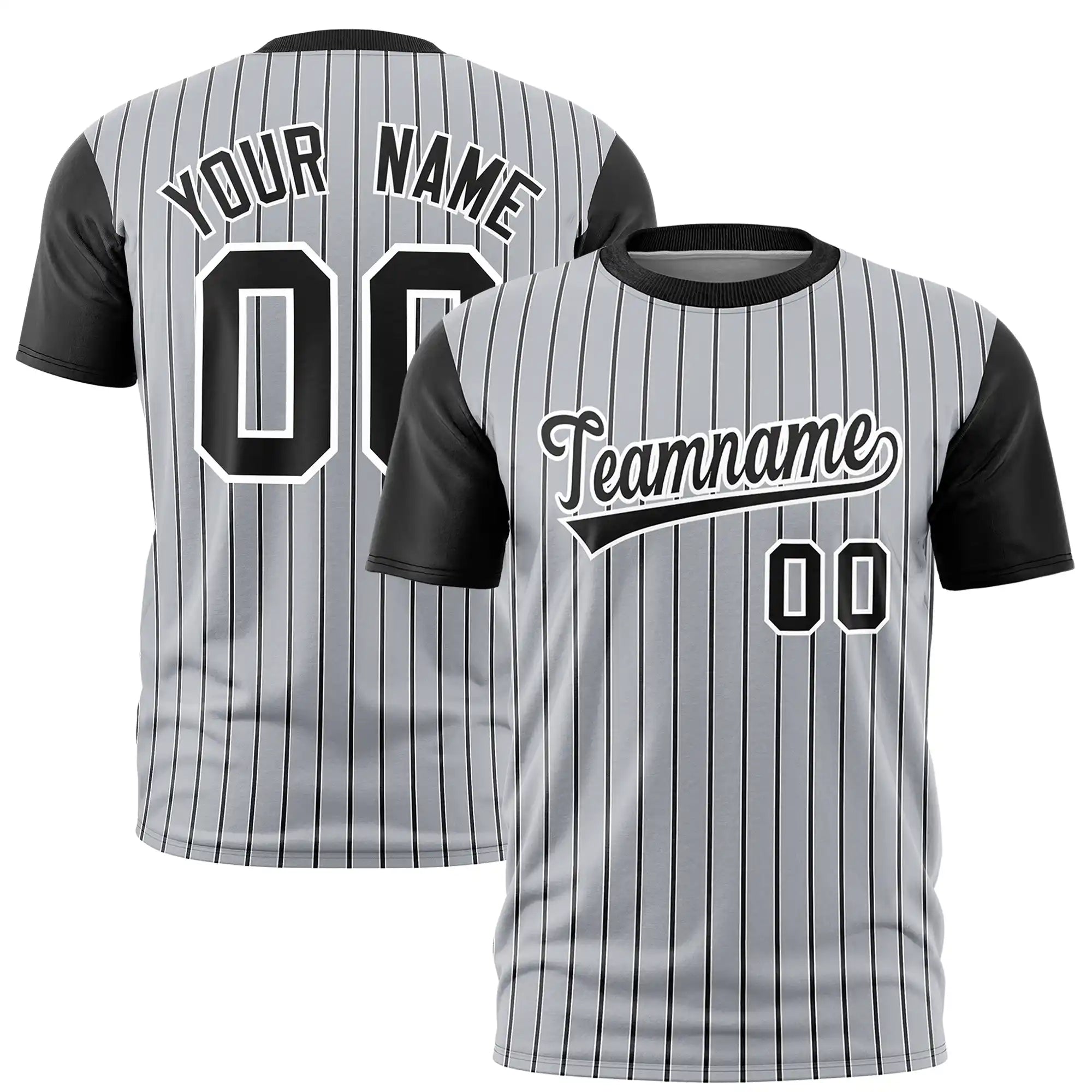 Custom Gray White-Black Pinstripe Pattern Design Performance T-Shirt