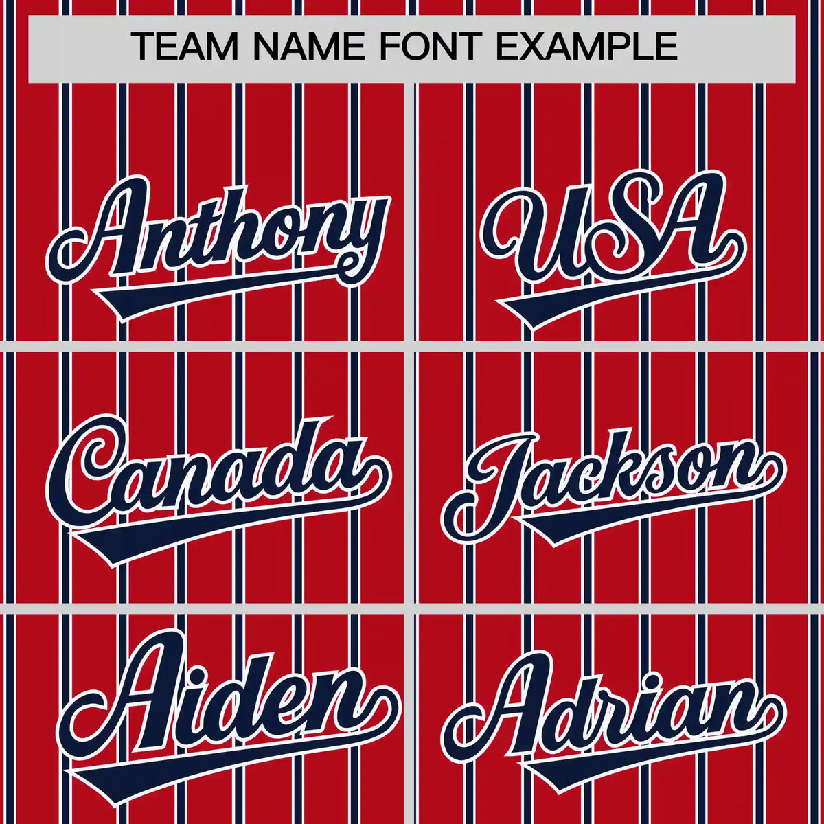 Custom Red White-Navy Pinstripe Pattern Design Performance T-Shirt