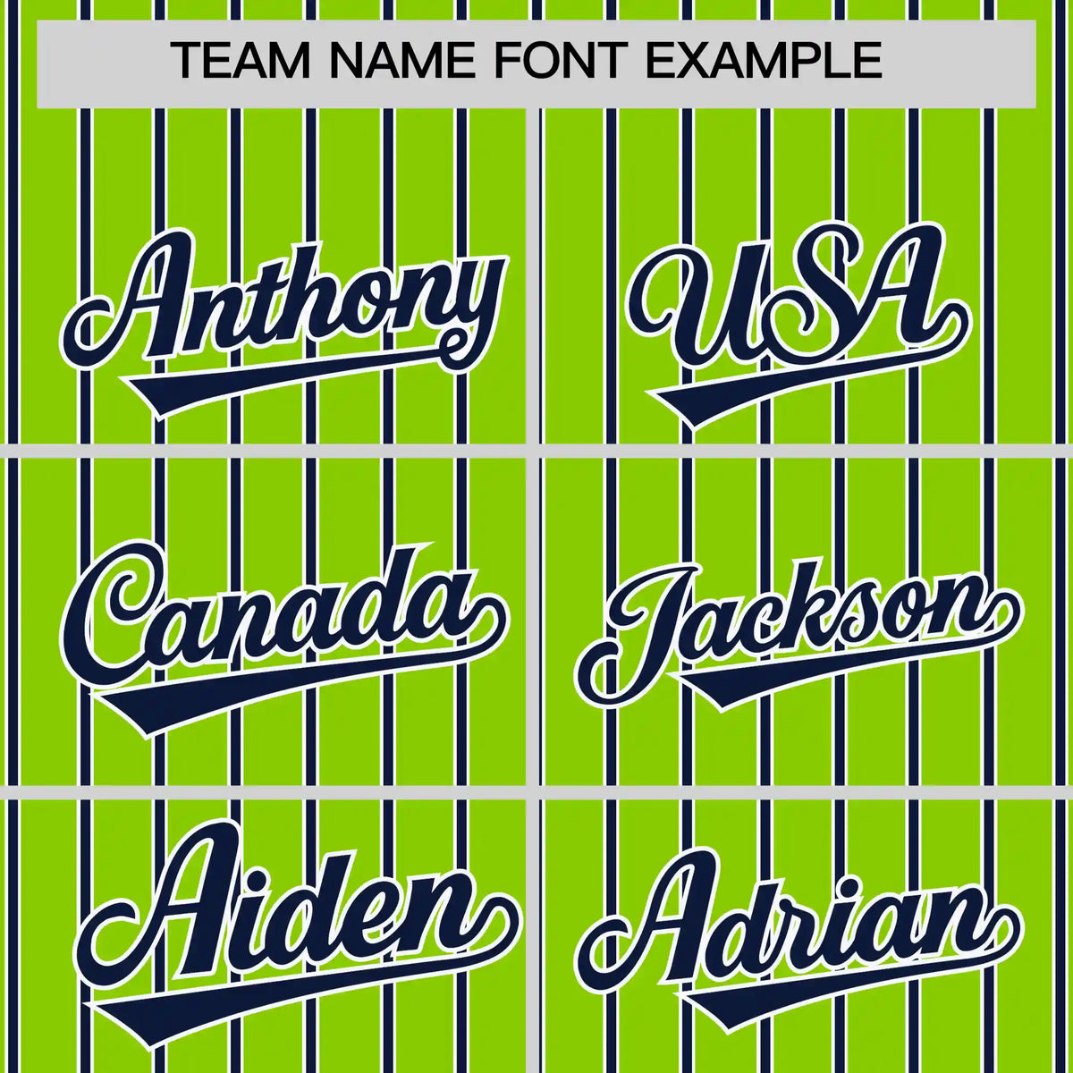 Custom Neon Green White-Navy Pinstripe Pattern Design Performance T-Shirt
