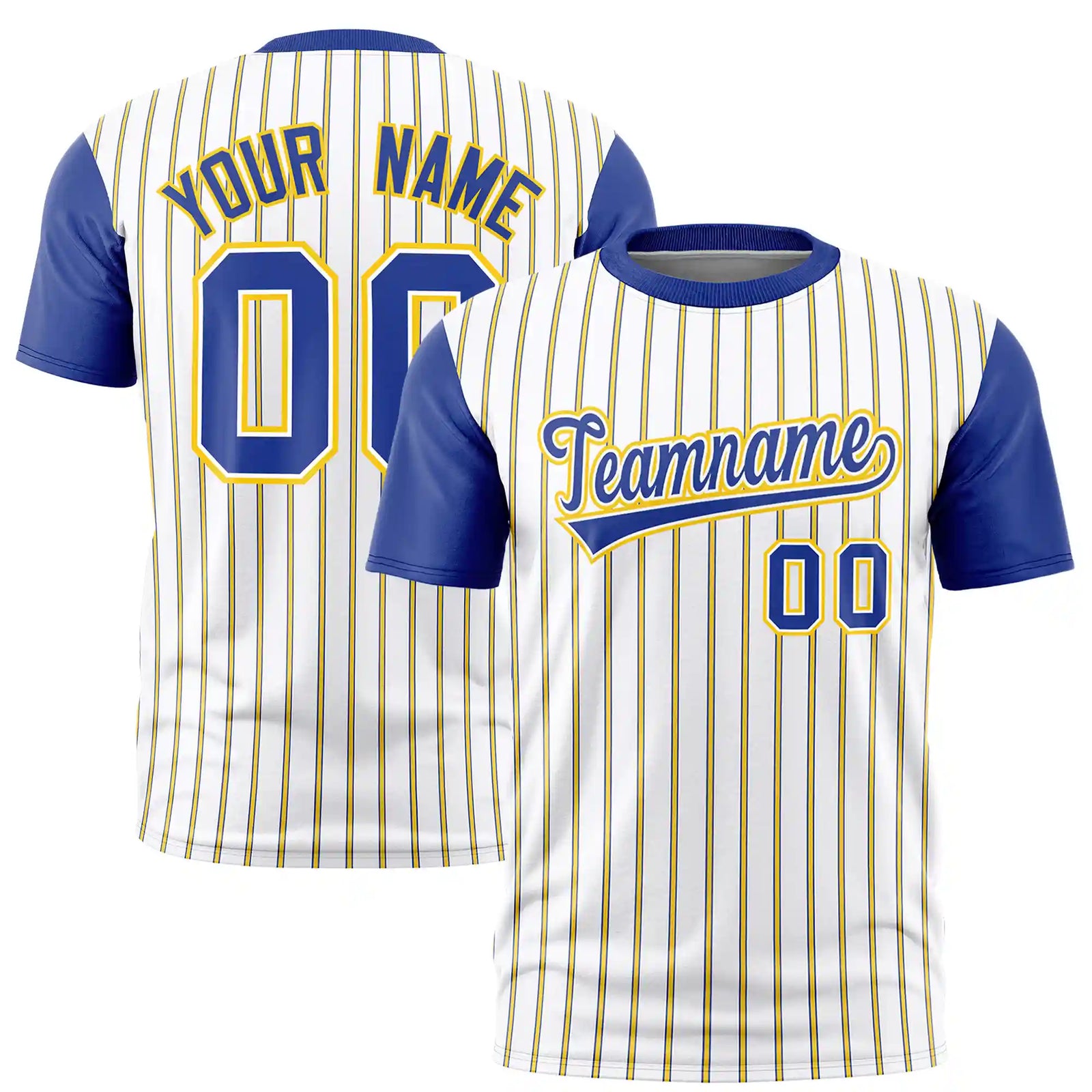 Custom White Gold01-Royal Blue Pinstripe Pattern Design Performance T-Shirt