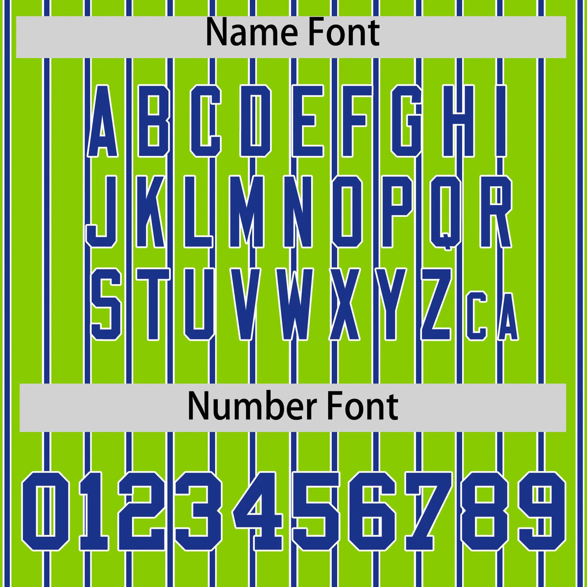 Custom Neon Green White-Royal Blue Pinstripe Pattern Design Performance T-Shirt