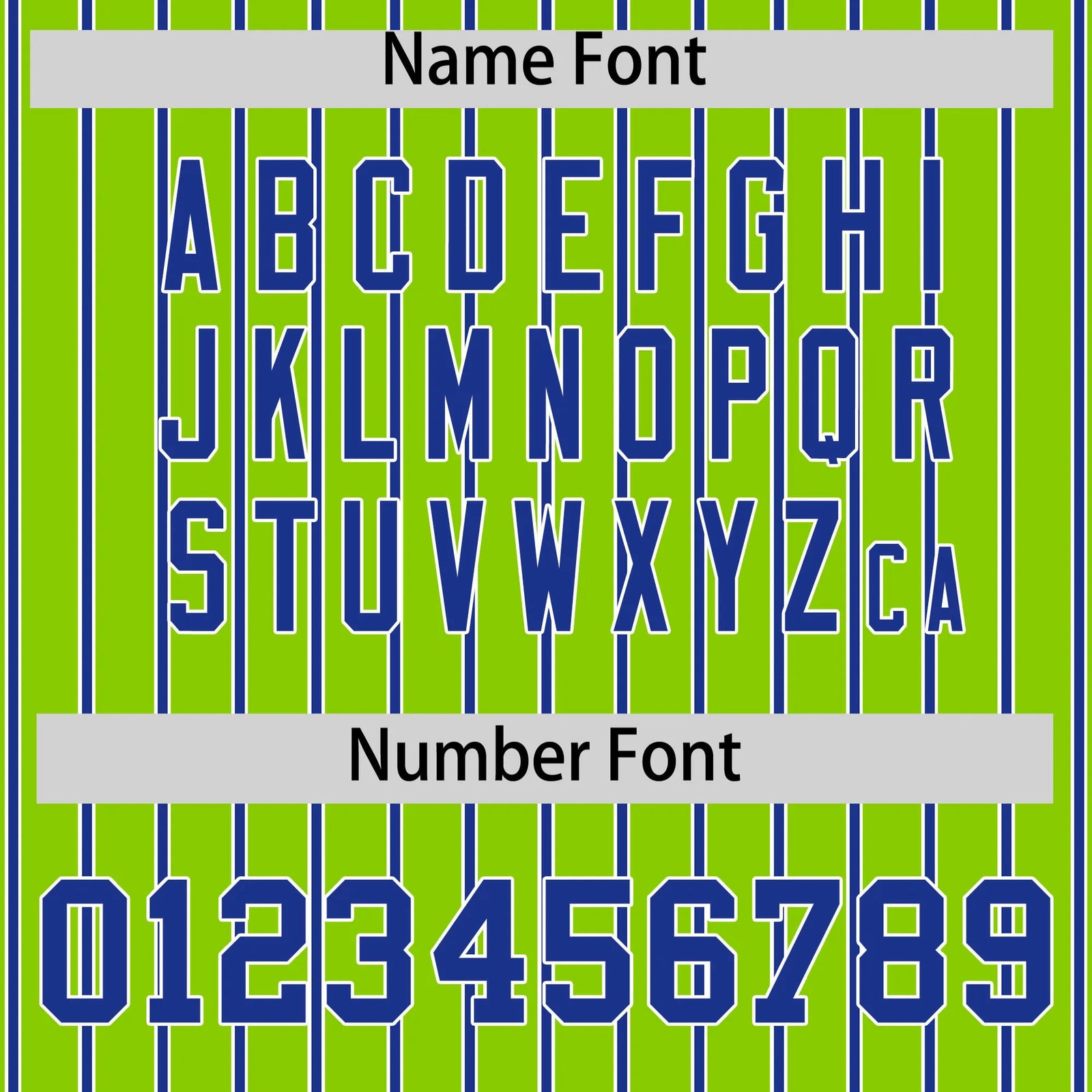 Custom Neon Green White-Royal Blue Pinstripe Pattern Design Performance T-Shirt