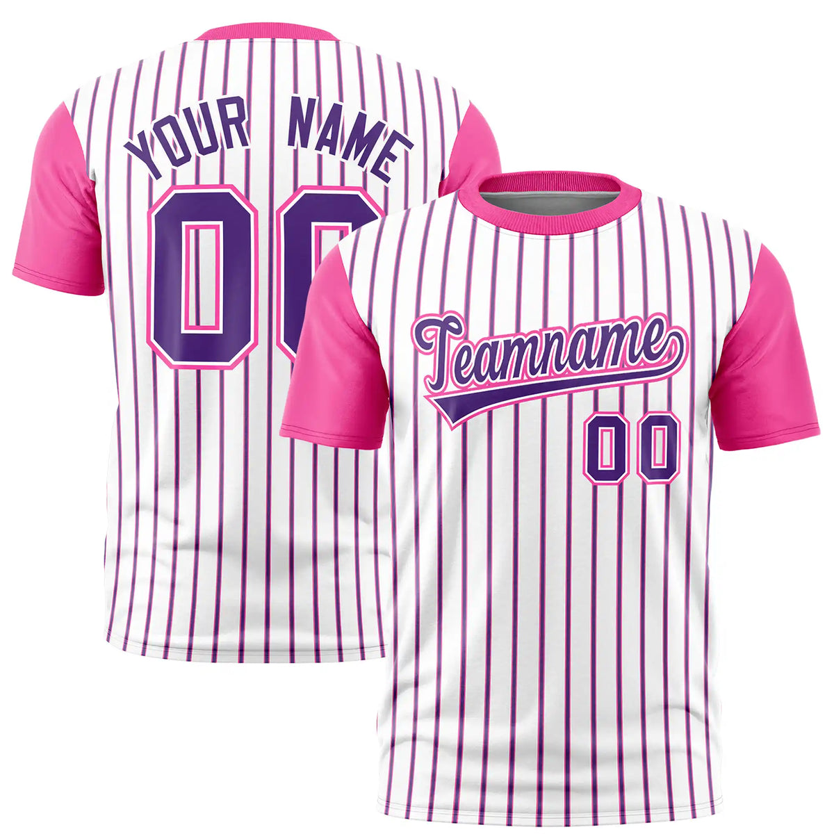 Custom White Purple-Pink Pinstripe Pattern Design Performance T-Shirt