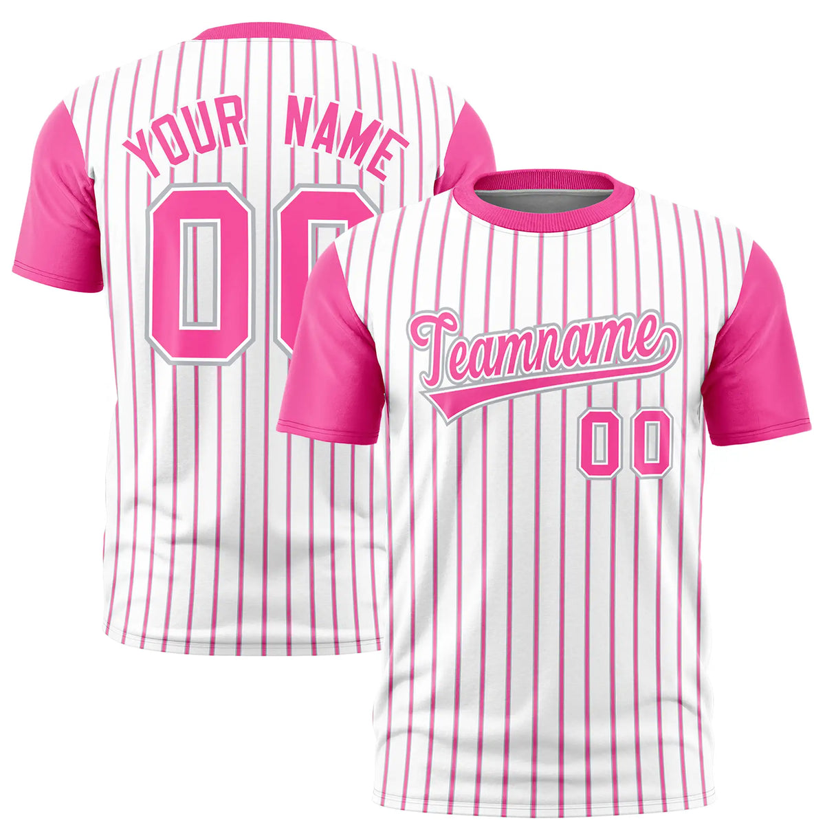 Custom White Gray-Pink Pinstripe Pattern Design Performance T-Shirt