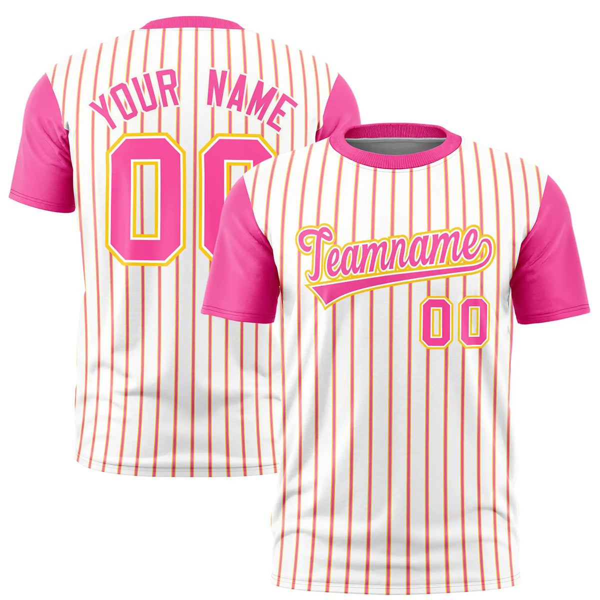 Custom White Gold01-Pink Pinstripe Pattern Design Performance T-Shirt