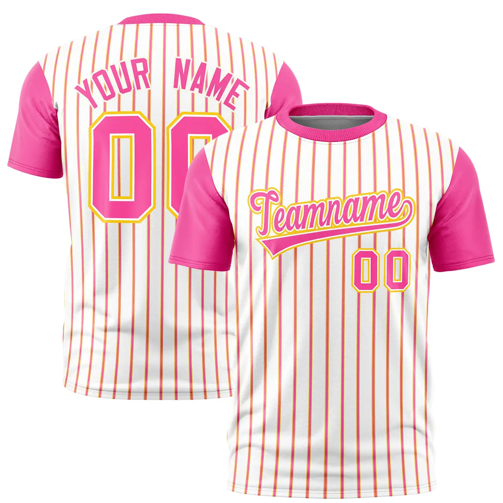 Custom White Gold01-Pink Pinstripe Pattern Design Performance T-Shirt