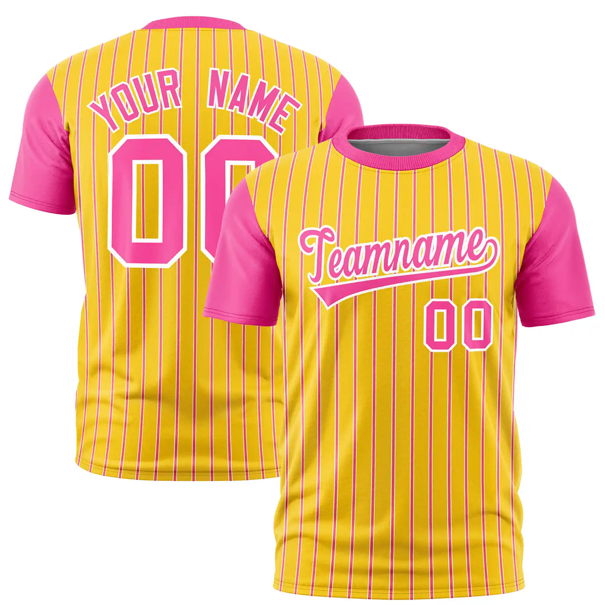 Custom Gold01 White-Pink Pinstripe Pattern Design Performance T-Shirt